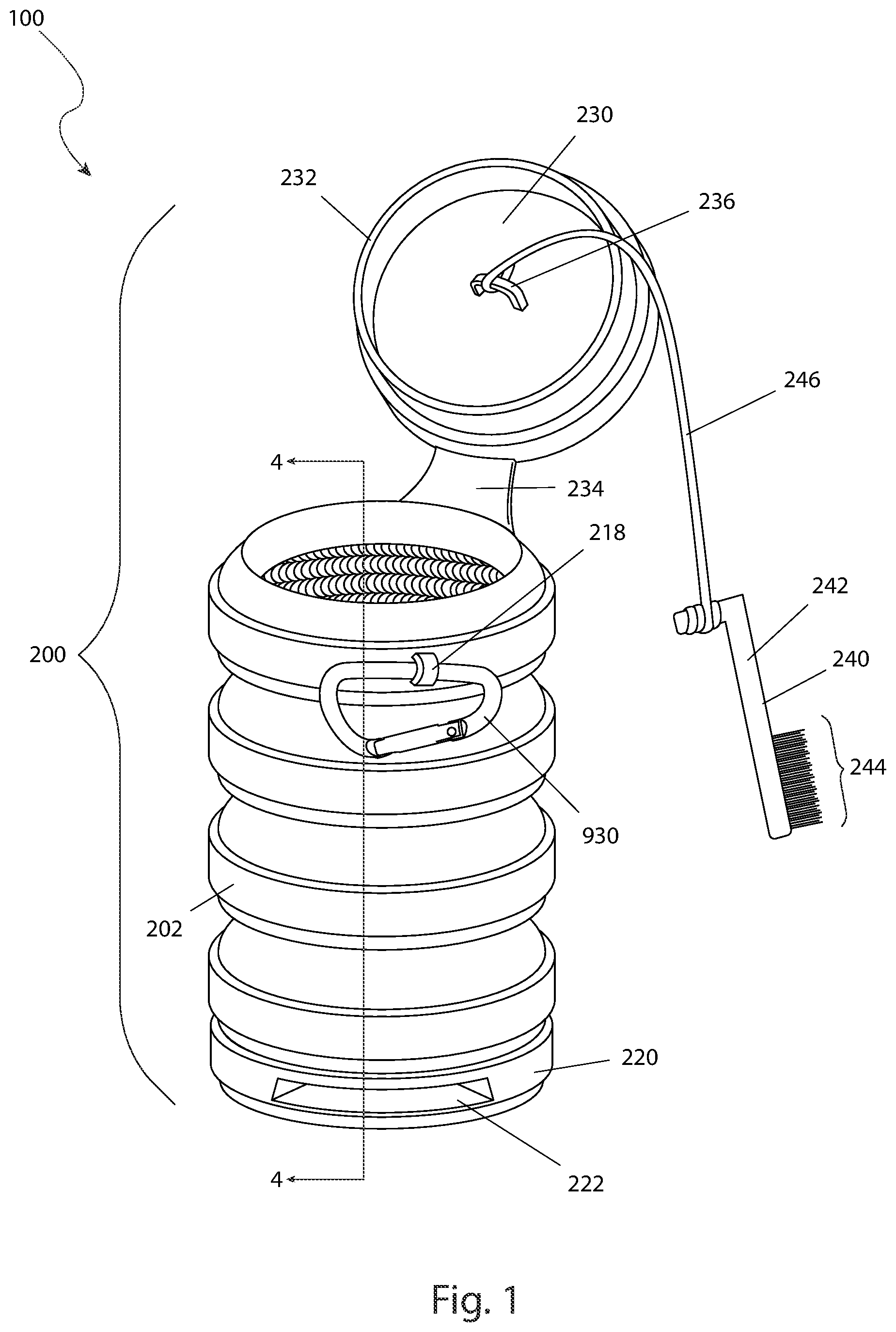 Patent US12616879 Figure 1 – Collapsible golf ball washer