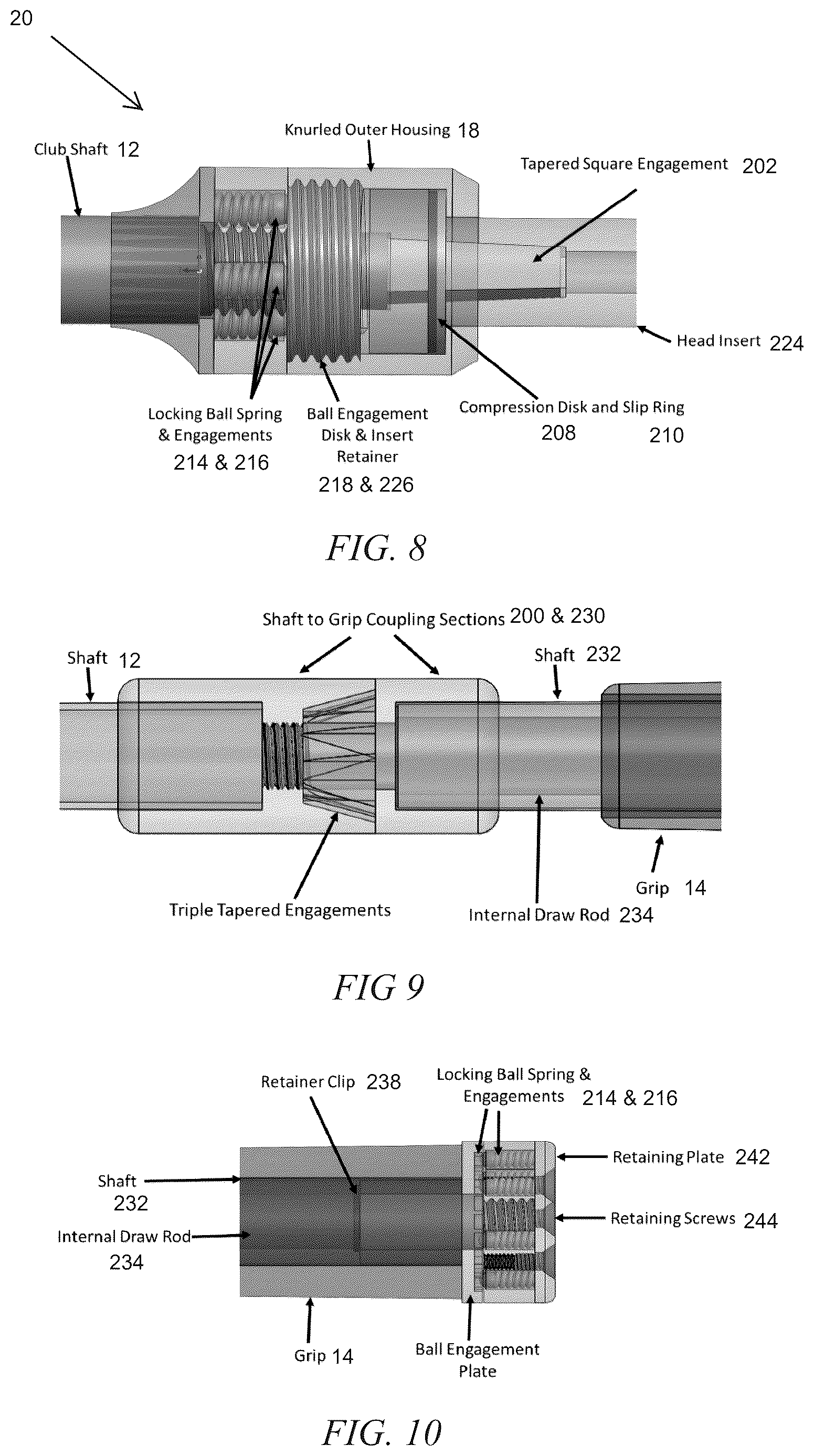 Patent US12616880 Figure 5 – Triune quick release assembly and connection golf club system