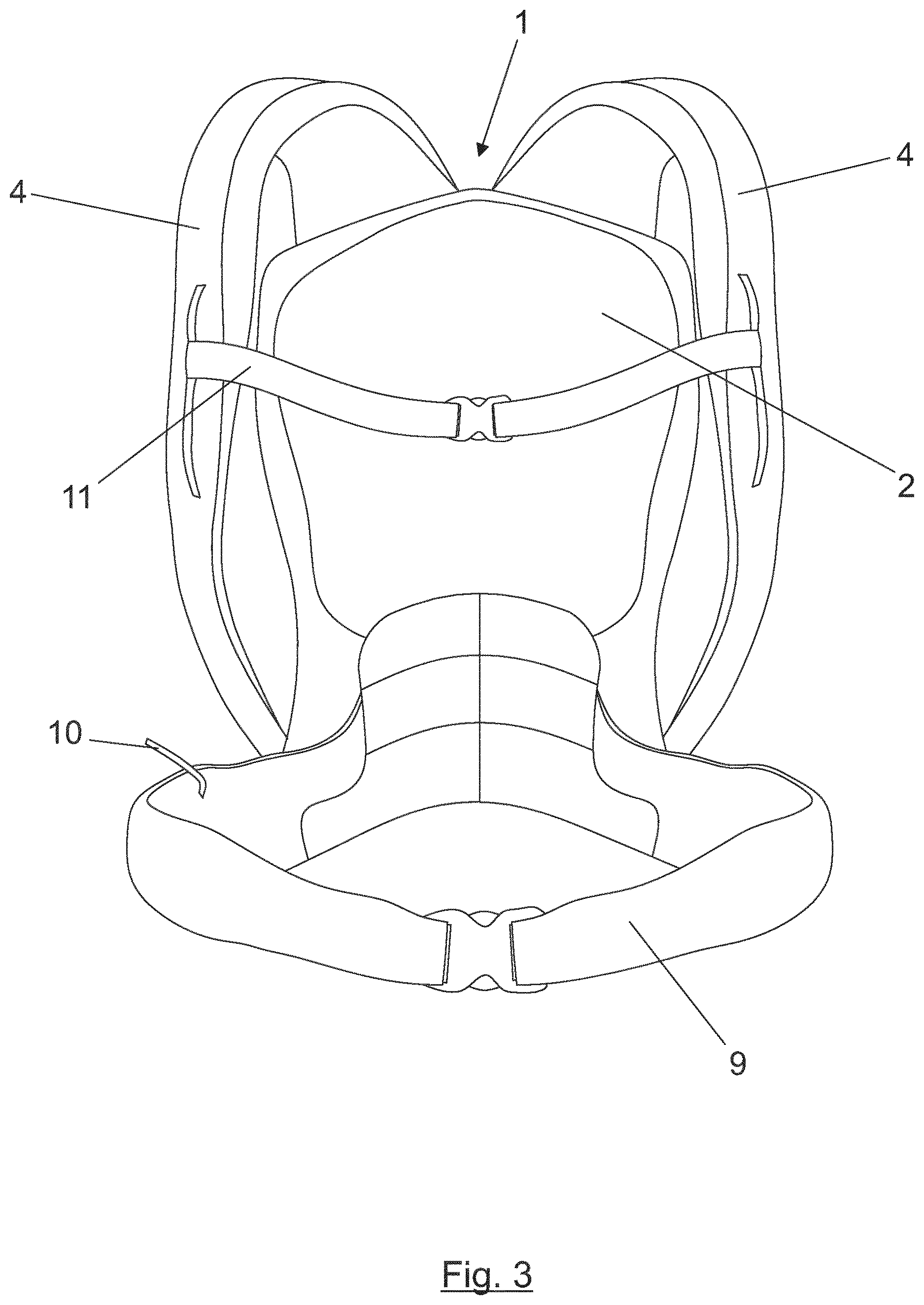 Patent US12616884 Figure 2 – Golf backpack