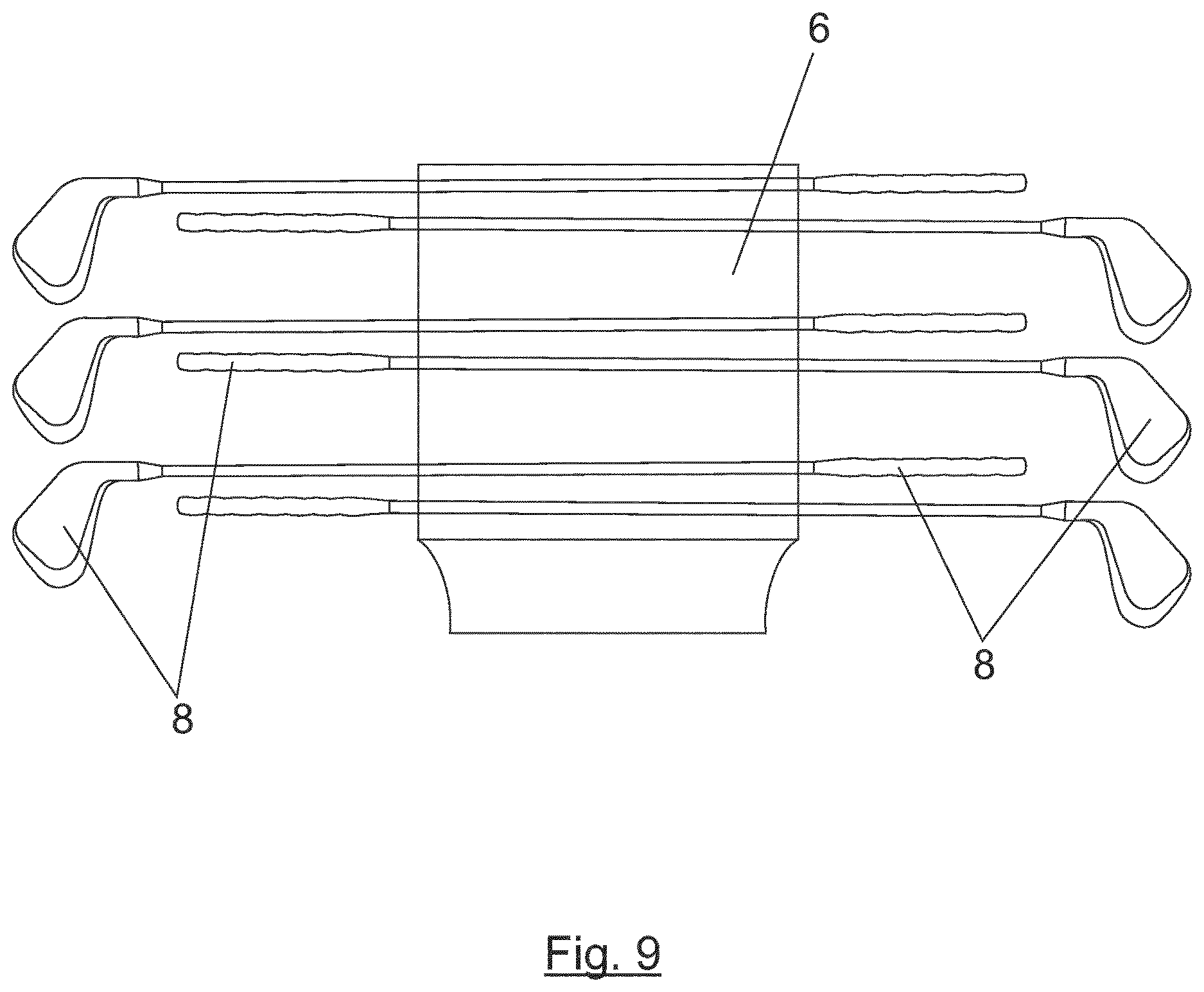Patent US12616884 Figure 8 – Golf backpack