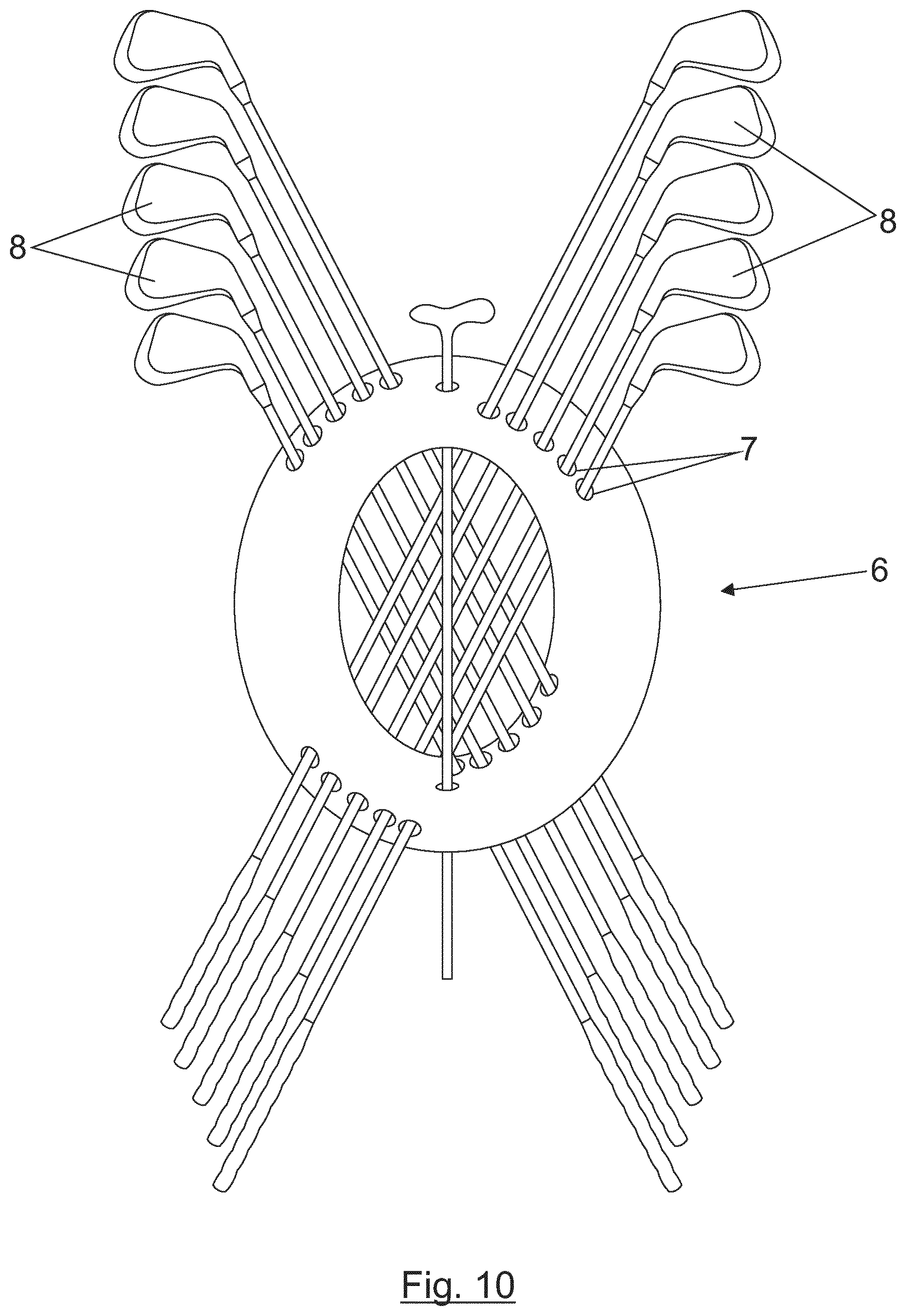 Patent US12616884 Figure 9 – Golf backpack