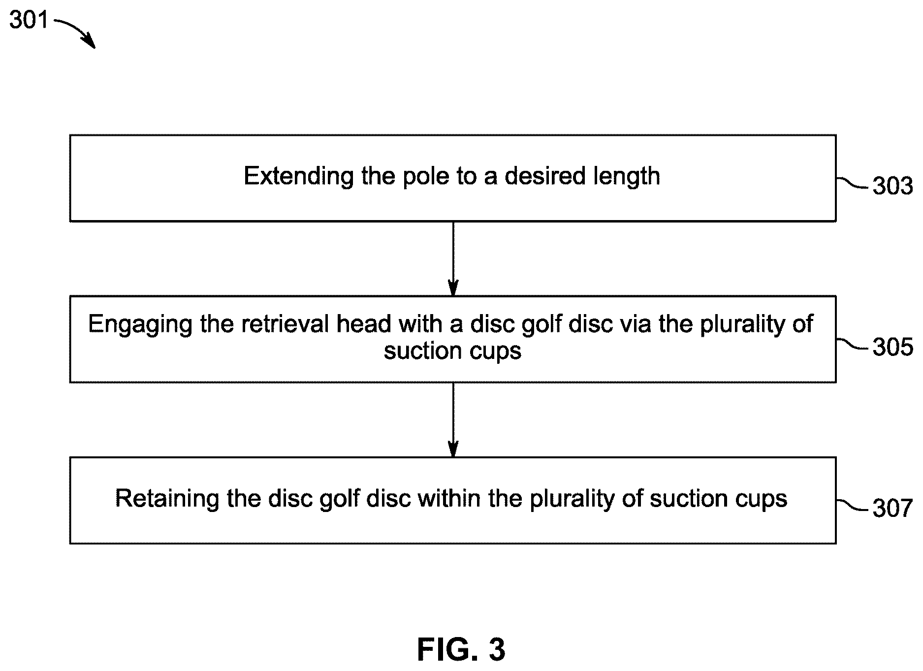 Patent US12616888 Figure 3 – Disc golf disc retrieval device