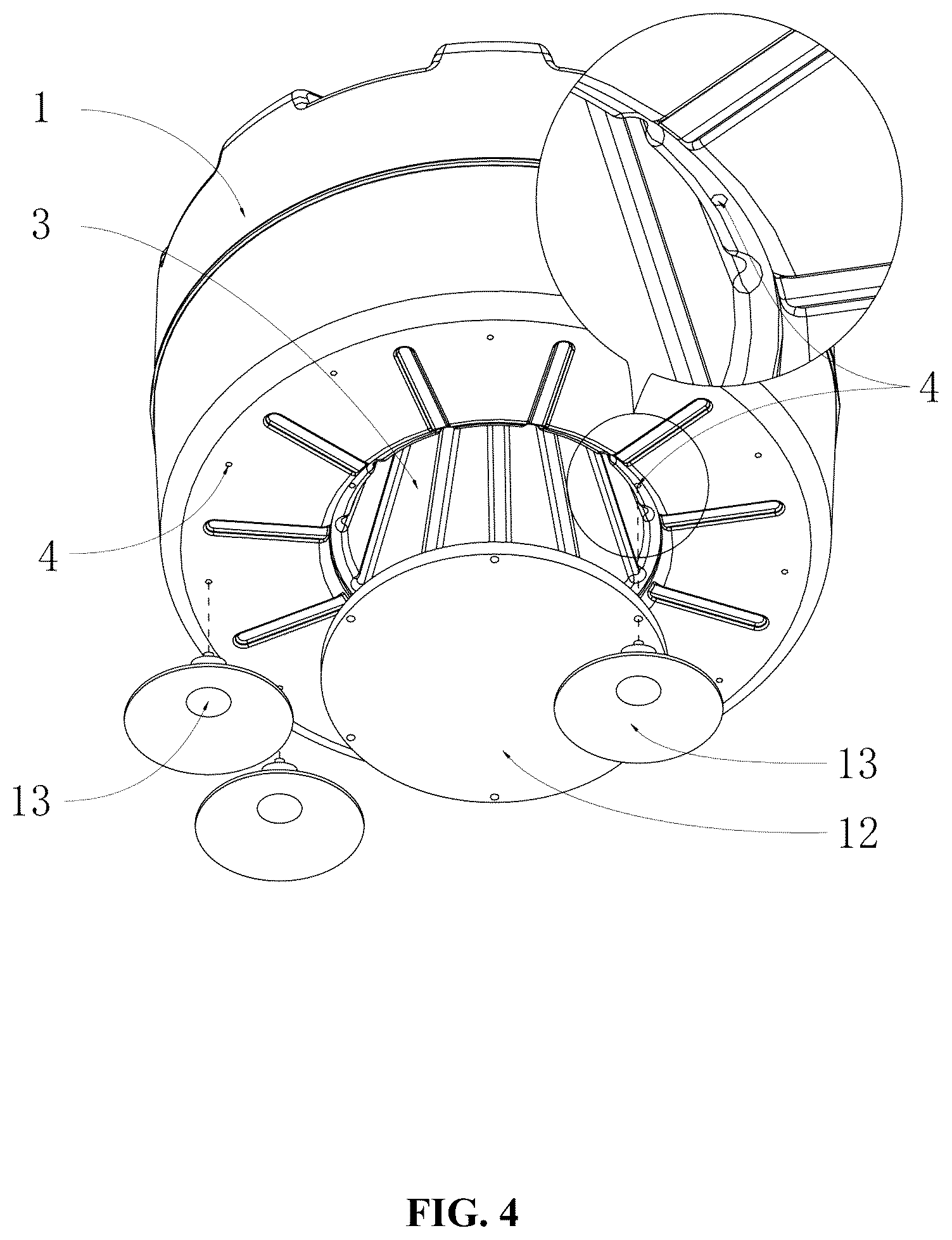 Patent US12616889 Figure 4 – Counterweight base for punching bag