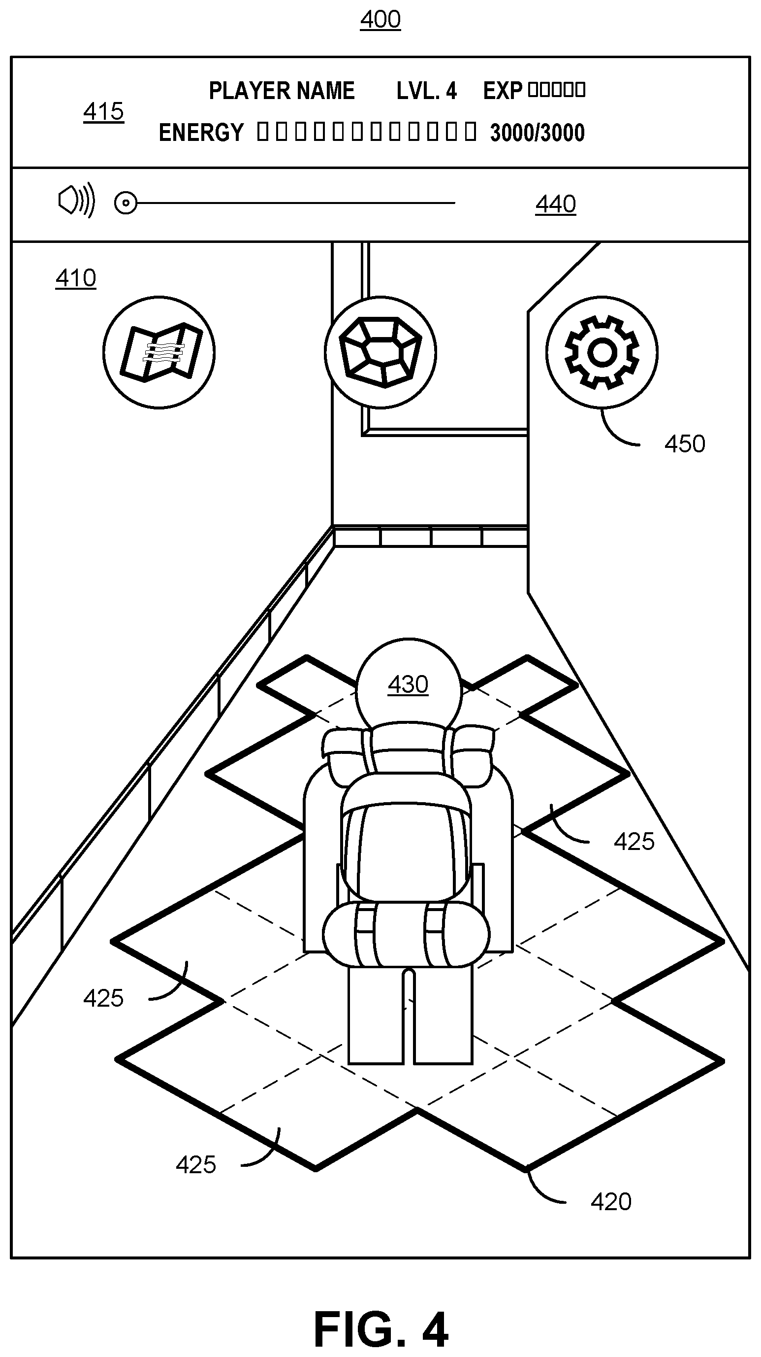 Patent US12616901 Figure 4 – Mapping traversable space in a scene using a three-dimensional mesh