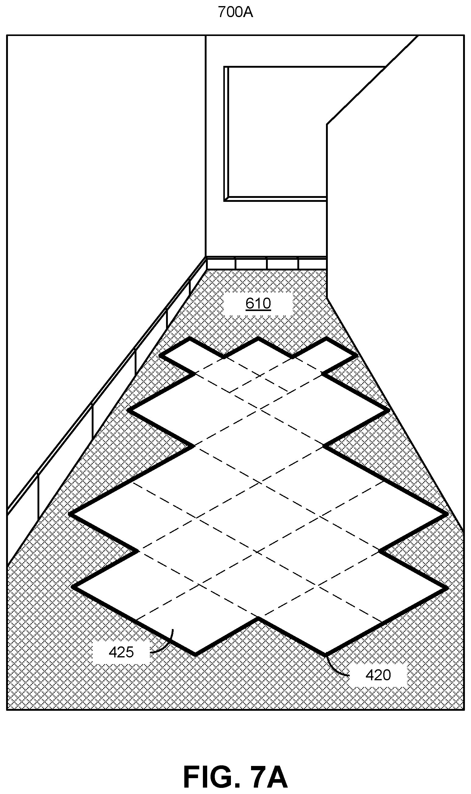 Patent US12616901 Figure 7 – Mapping traversable space in a scene using a three-dimensional mesh