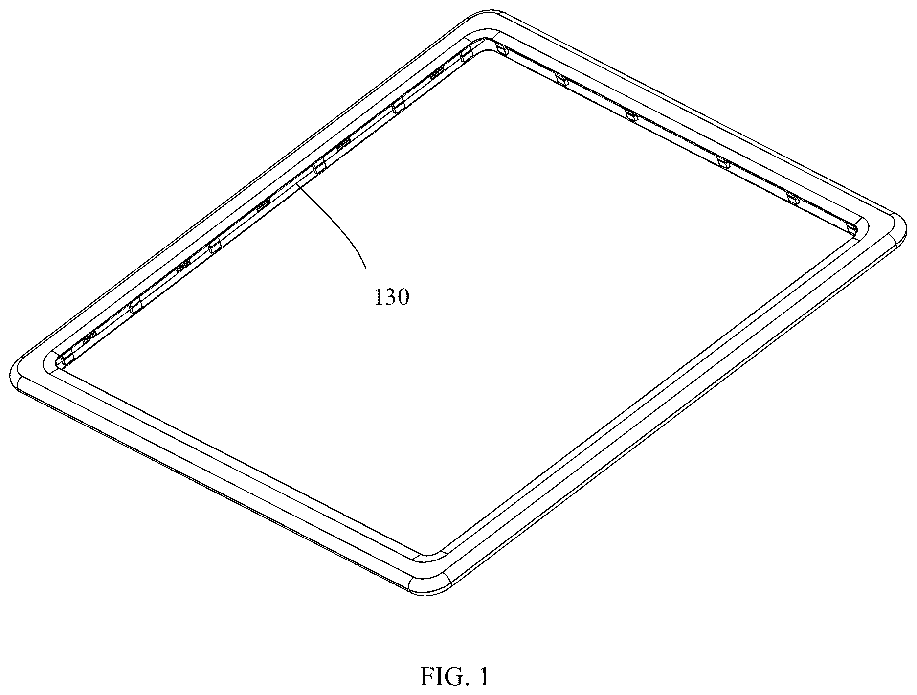 Patent US12616911 Figure 1 – Frame, assembling panel, and assembly toy