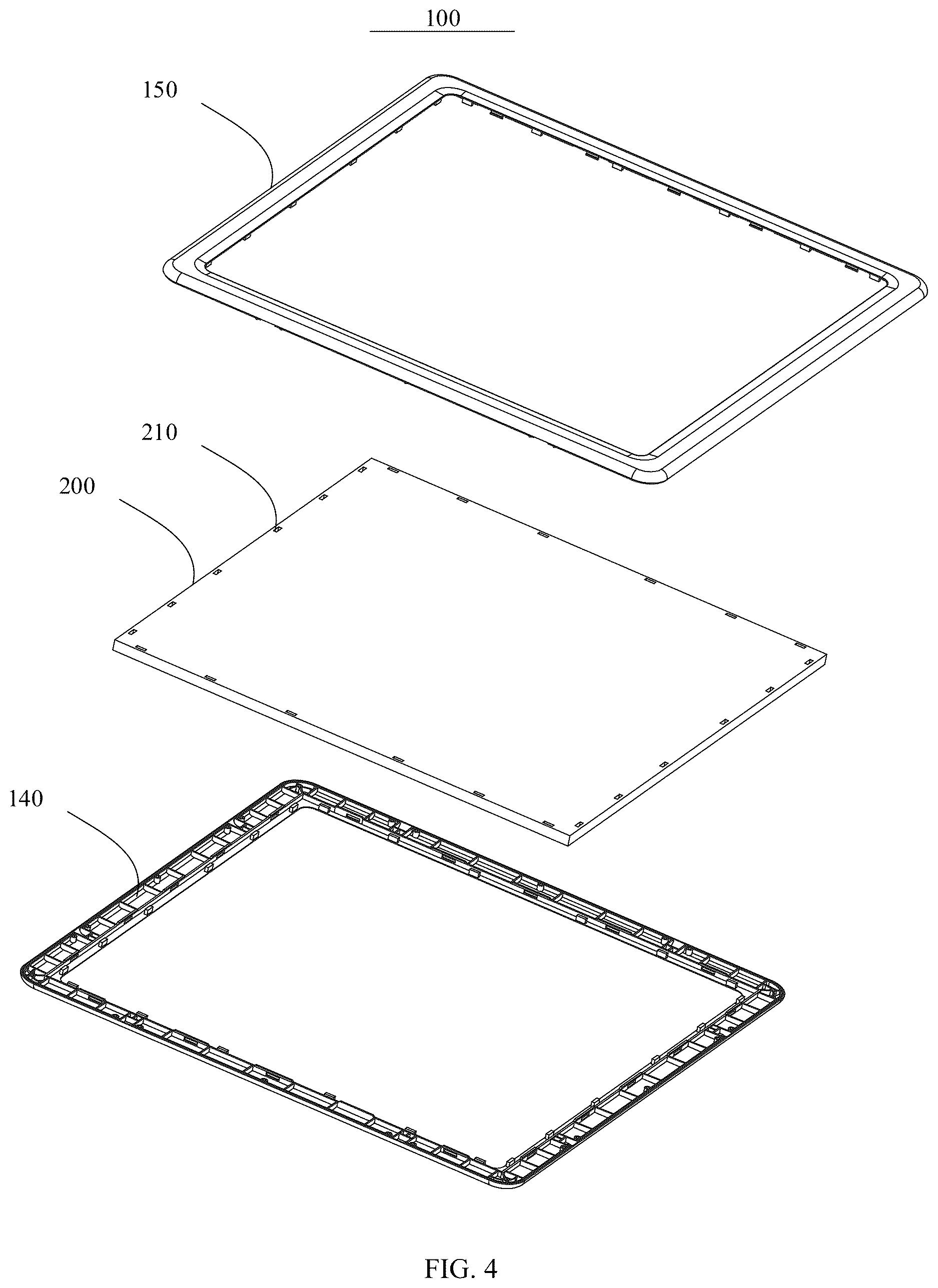 Patent US12616911 Figure 4 – Frame, assembling panel, and assembly toy