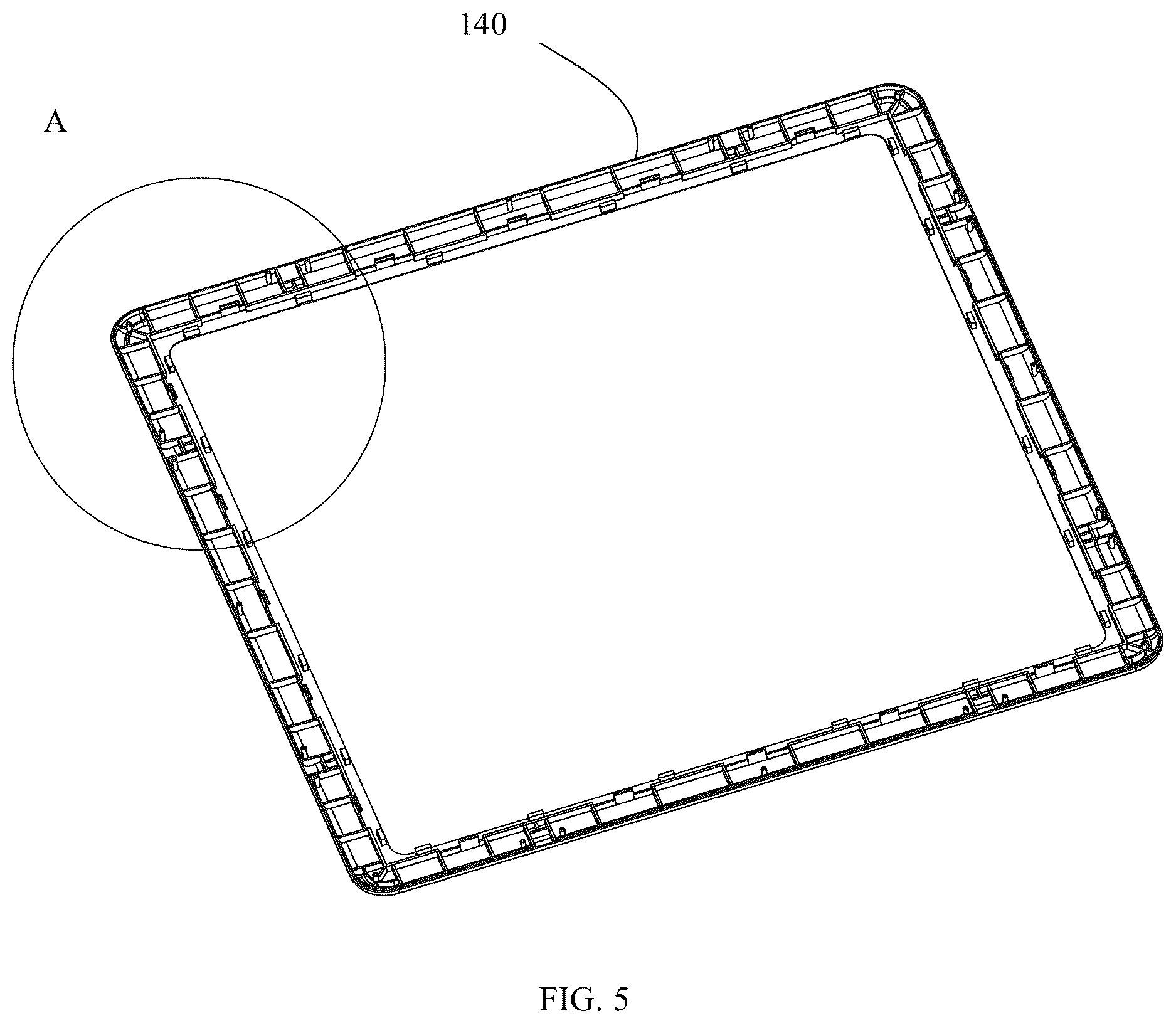 Patent US12616911 Figure 5 – Frame, assembling panel, and assembly toy