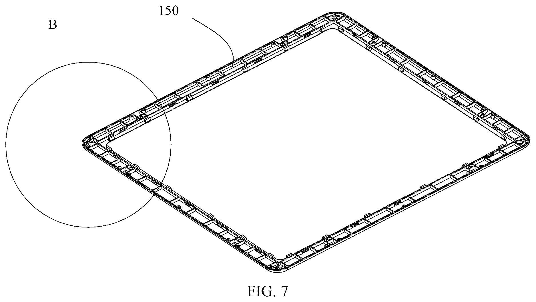 Patent US12616911 Figure 7 – Frame, assembling panel, and assembly toy
