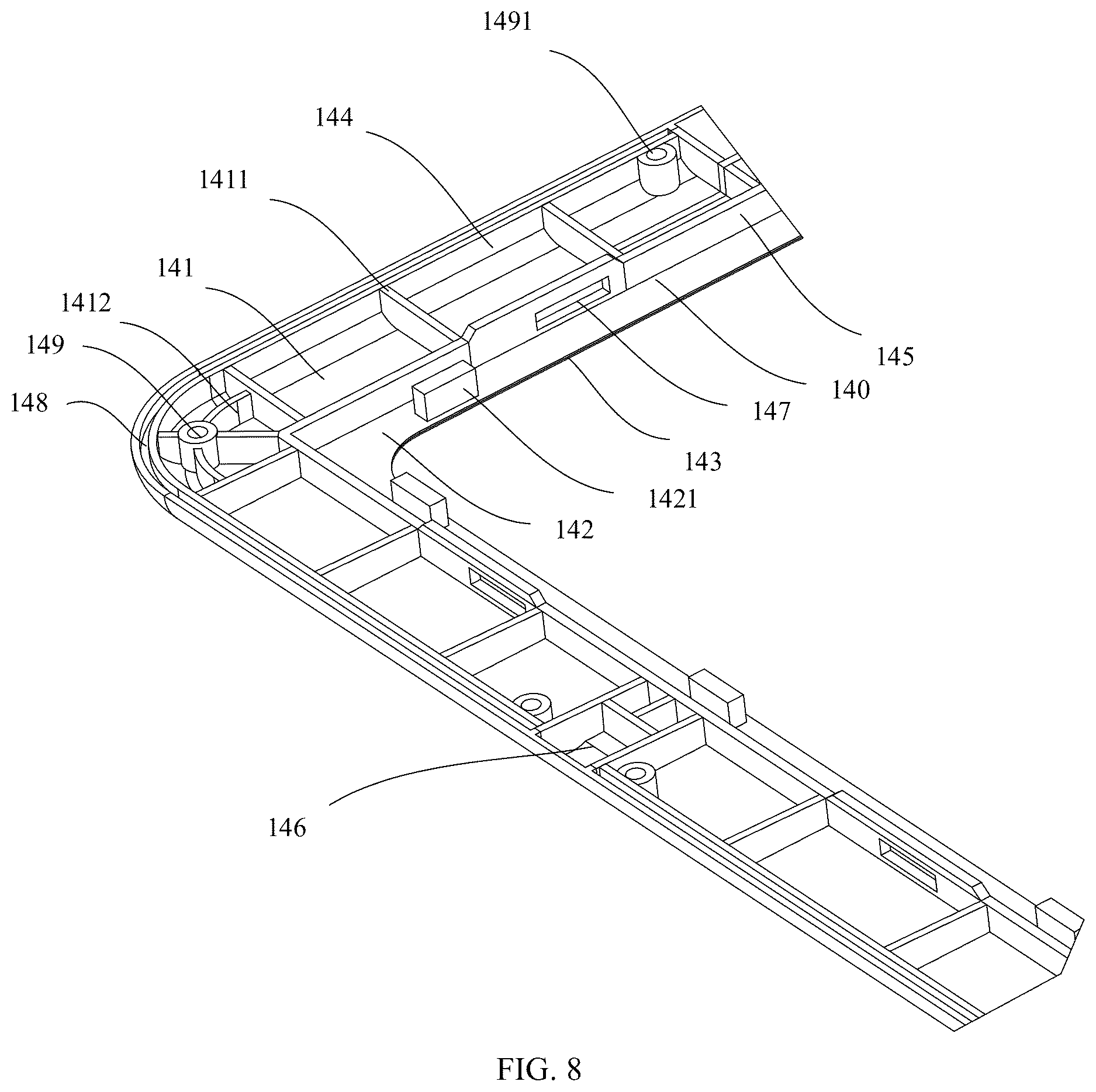 Patent US12616911 Figure 8 – Frame, assembling panel, and assembly toy