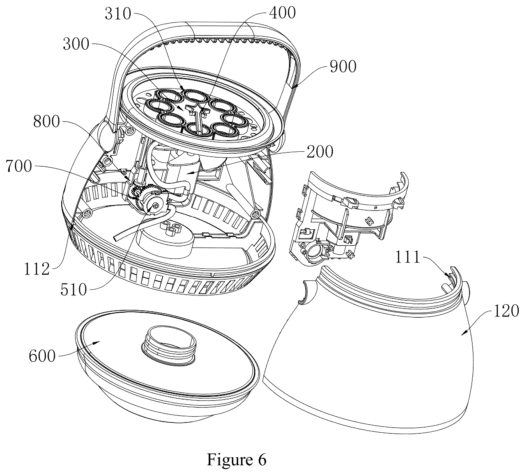 Patent US12616913 Figure 6 – Vertical bubble machine