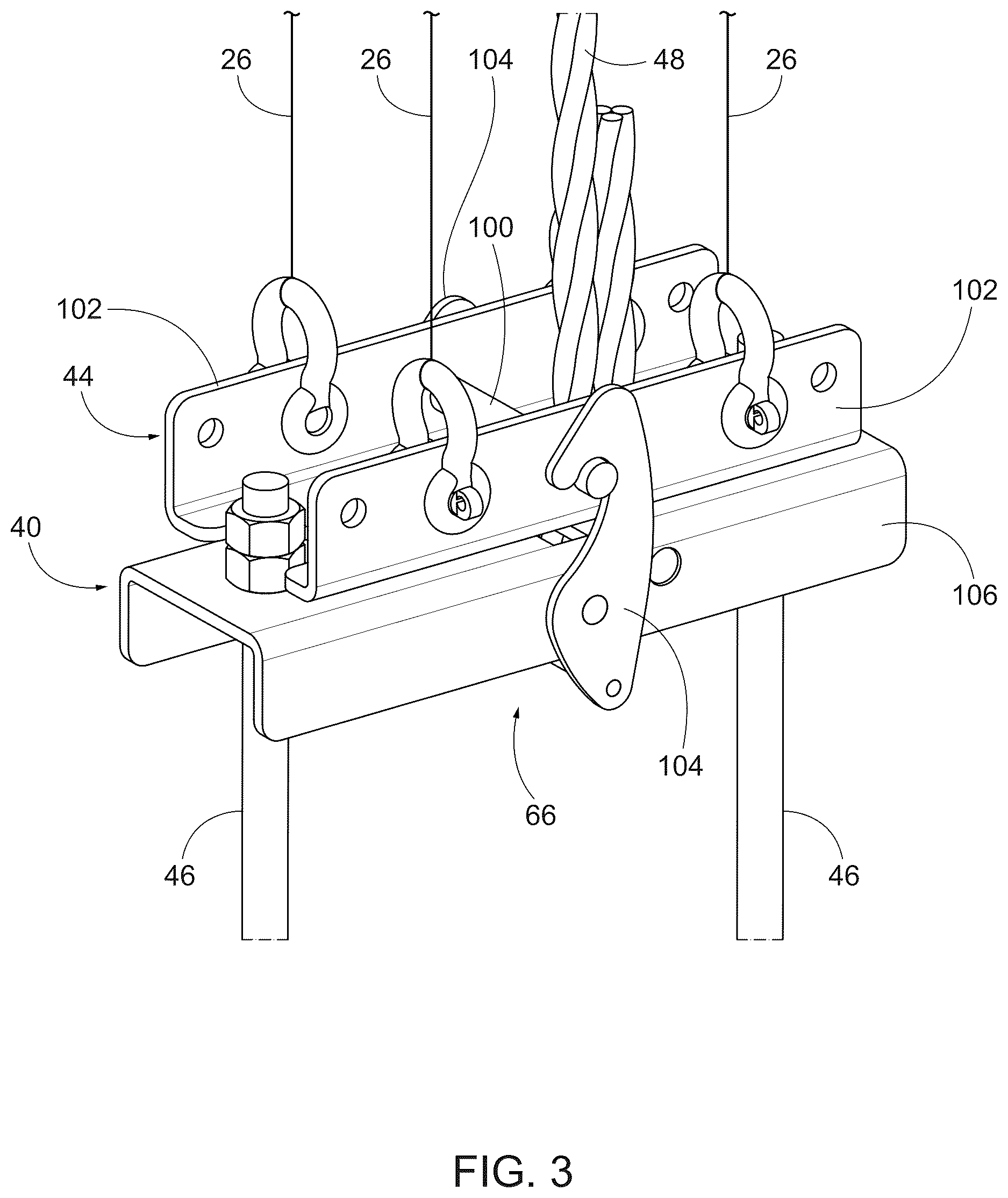 Patent US12616914 Figure 3 – Convertible counterweight rigging system
