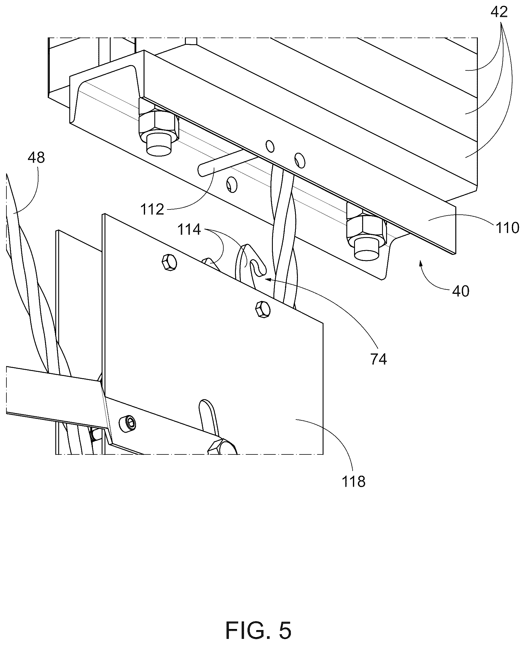 Patent US12616914 Figure 5 – Convertible counterweight rigging system