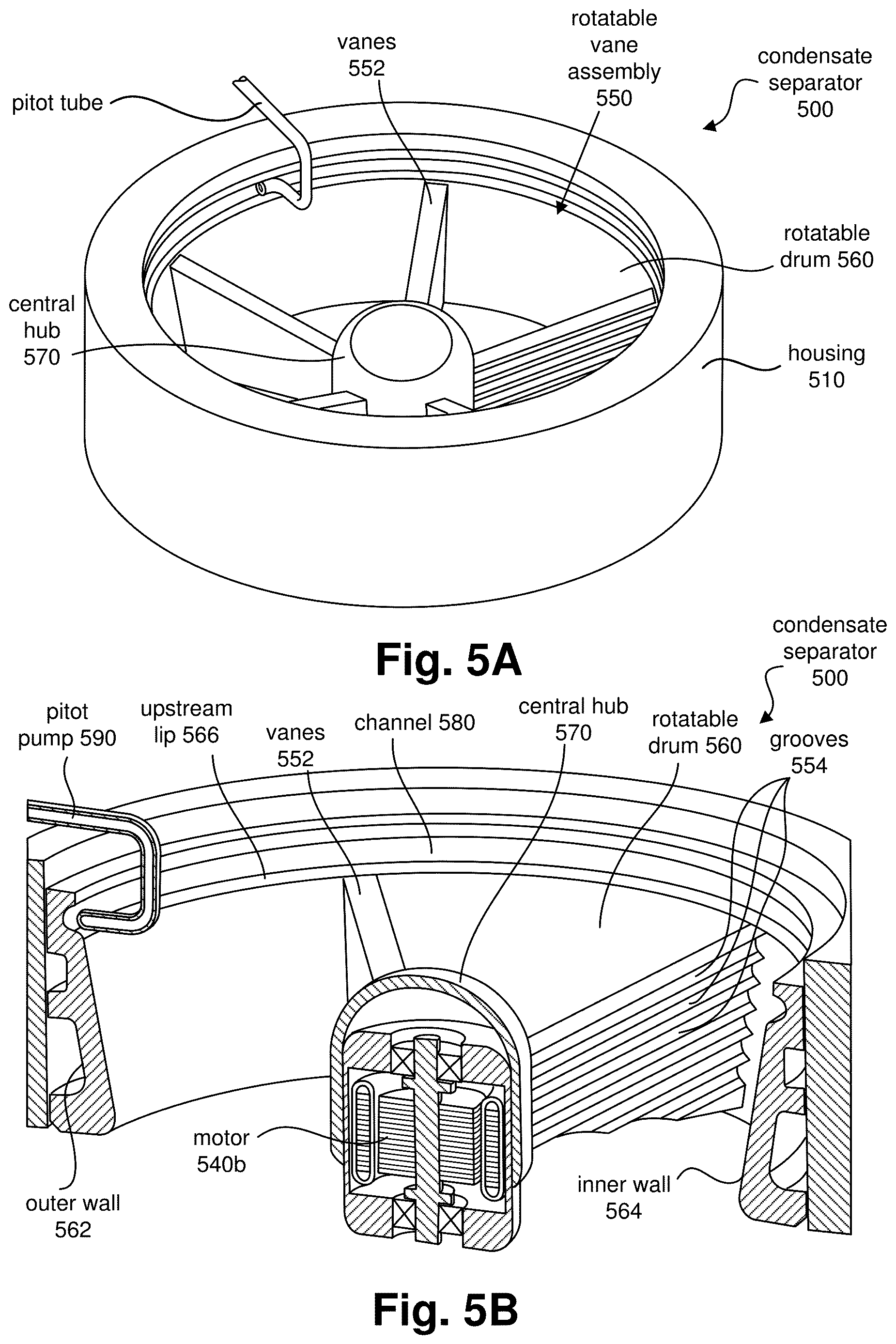 Patent US12616927 Figure 8 – Two-phase separator device for removing condensate or particulate from a gas stream