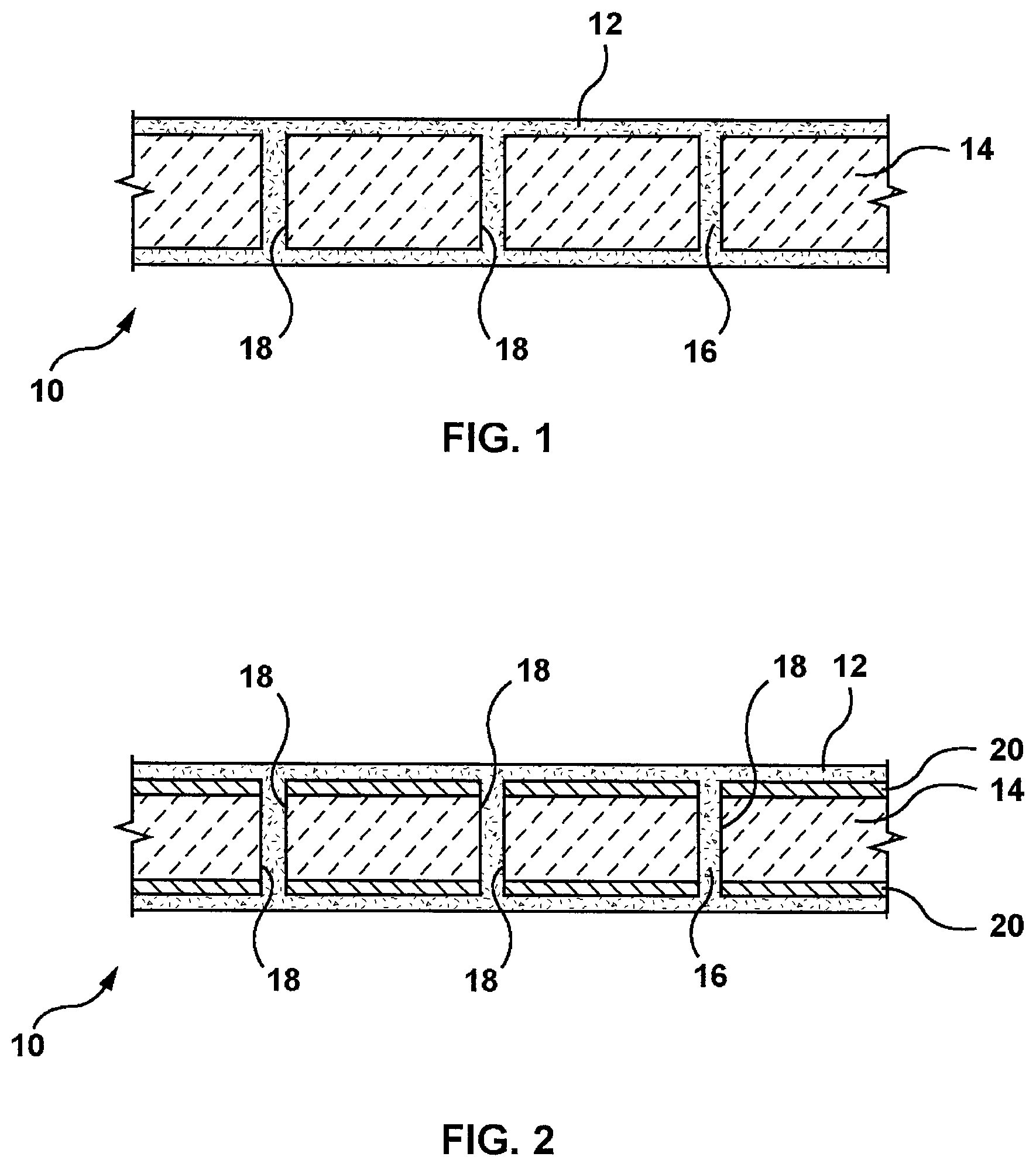 Patent US12616942 Figure 1 – Flat sheet membrane with integral posts