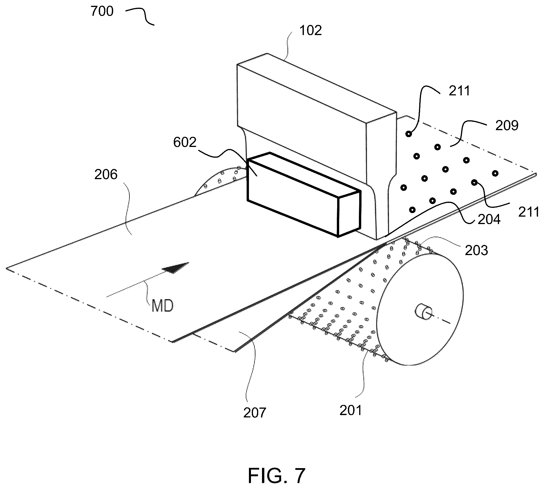 Patent US12616951 Figure 7 – Cooling methods for ultrasonic forming and bonding of polymeric webs