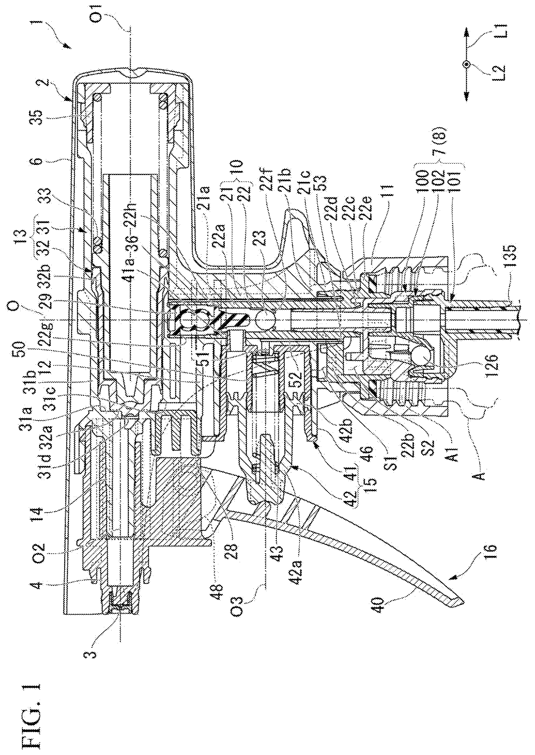 Patent US12616986 Figure 1 – Trigger-type liquid sprayer