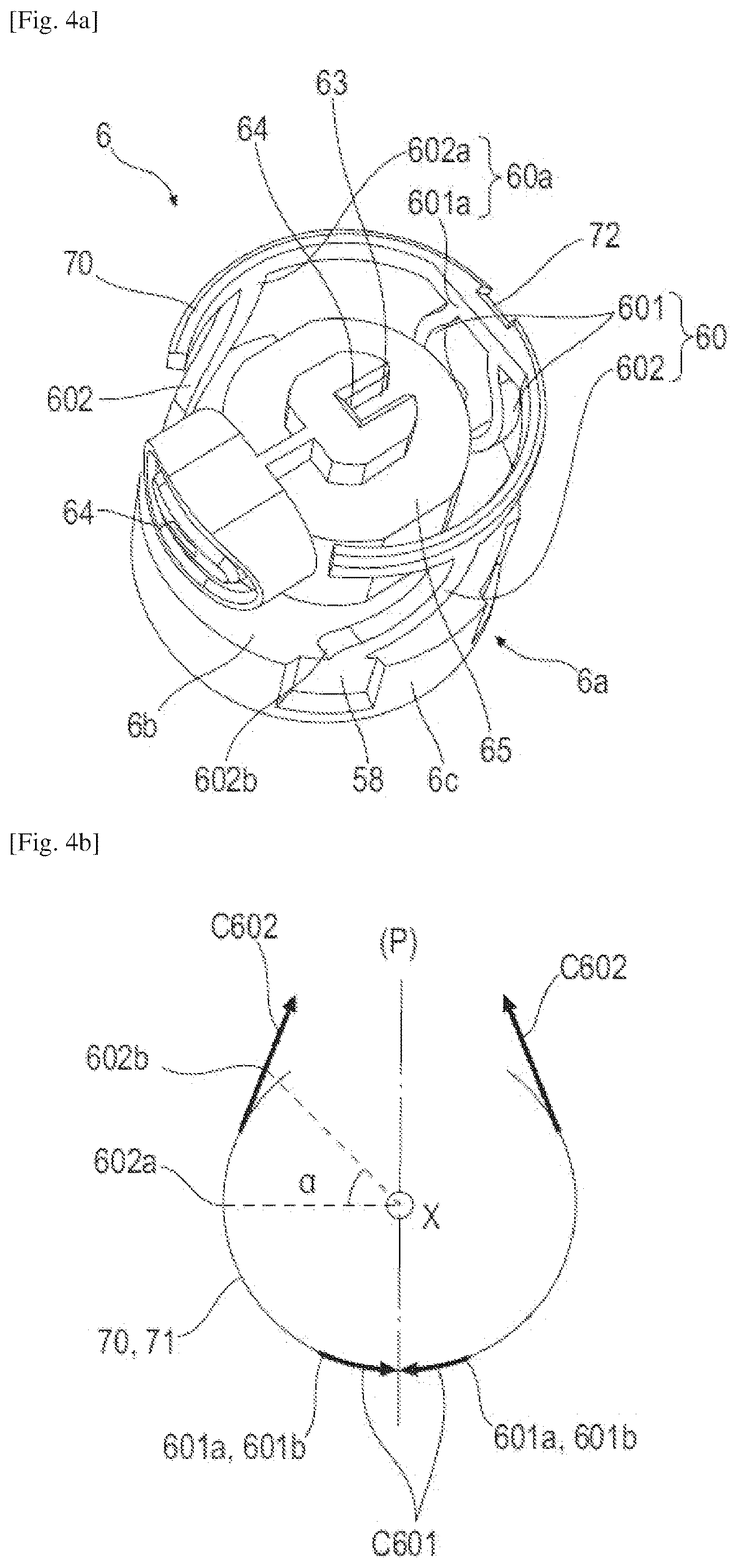 Patent US12616987 Figure 5 – Head for dispensing a fluid product and associated fluid product bottle