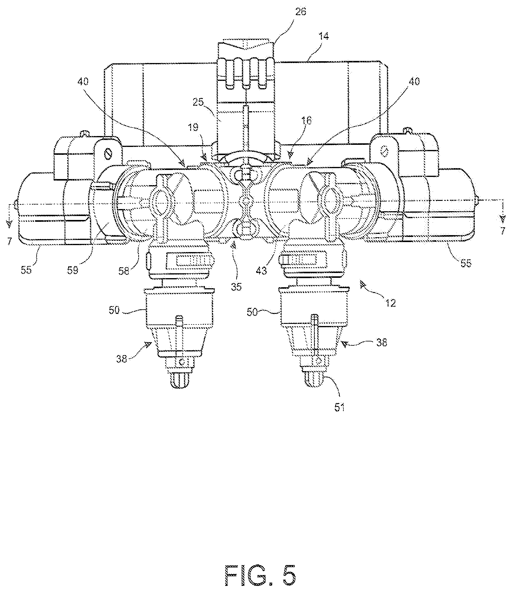 Patent US12616990 Figure 5 – Boom mounted spray nozzle assembly with compact multi spray nozzle design