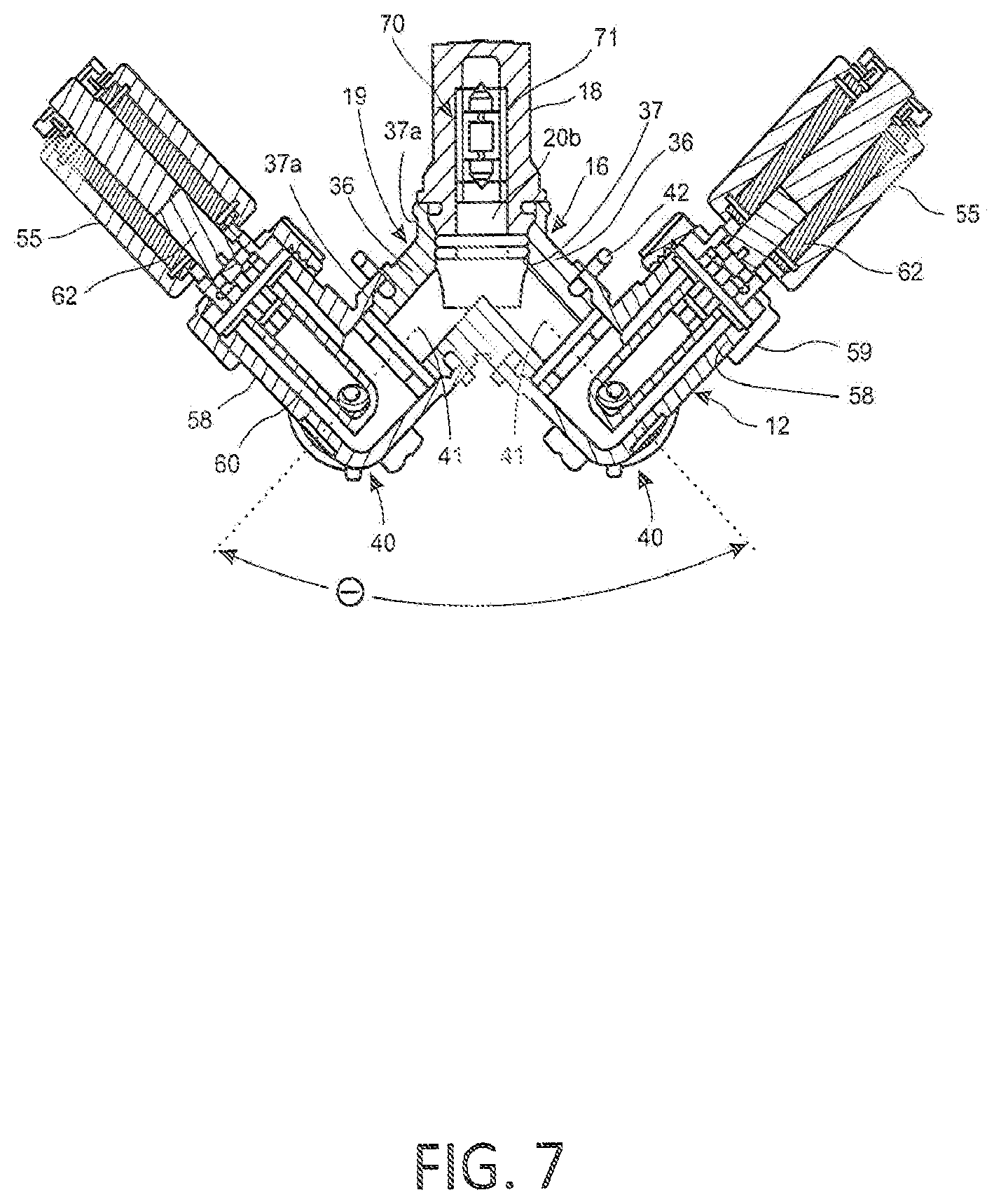 Patent US12616990 Figure 7 – Boom mounted spray nozzle assembly with compact multi spray nozzle design