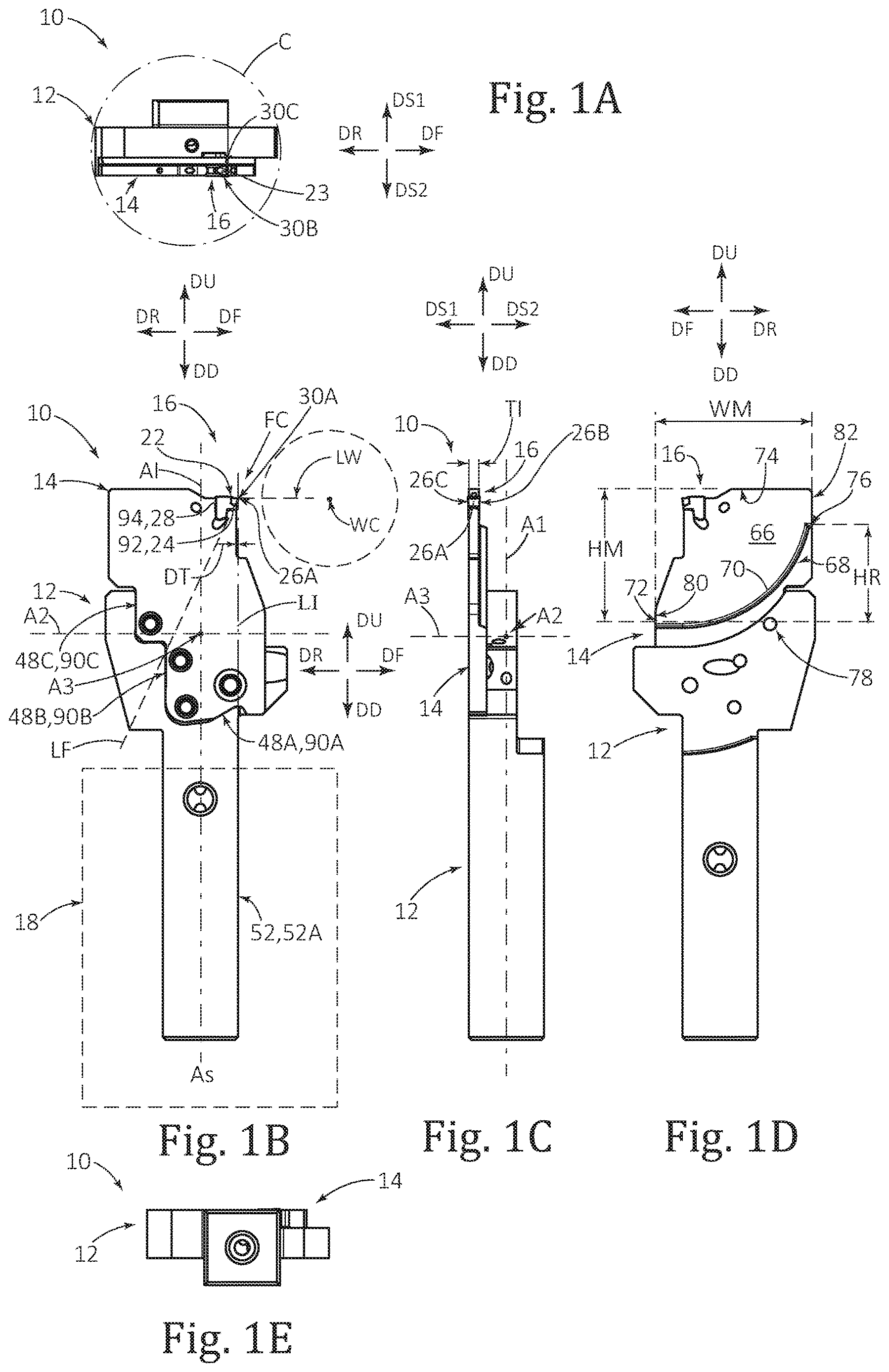Patent US12617021 Figure 1 – Y-axis parting adaptor for a cutting tool