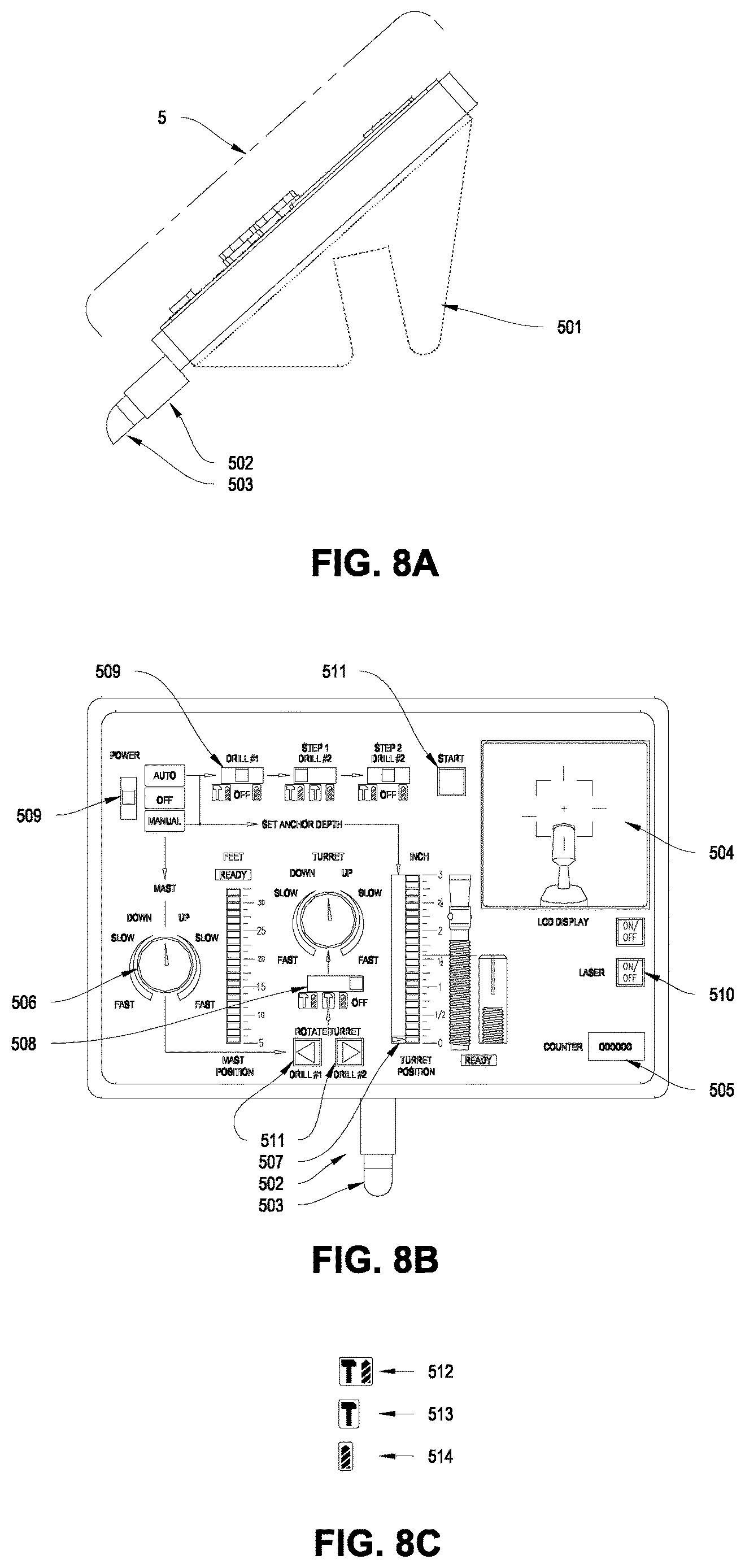 Patent US12617026 Figure 5 – Overhead drill and anchor press