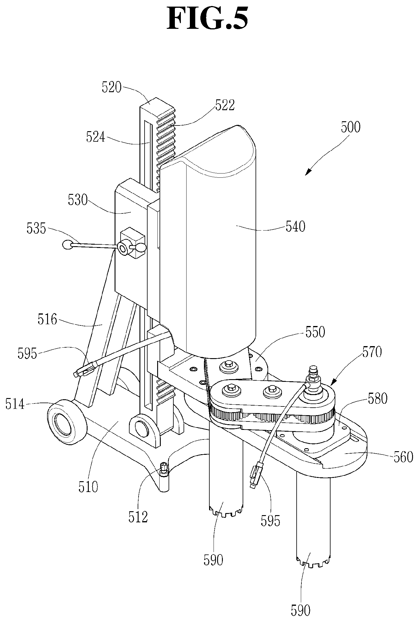 Patent US12617027 Figure 5 – Two-hole core drilling machine