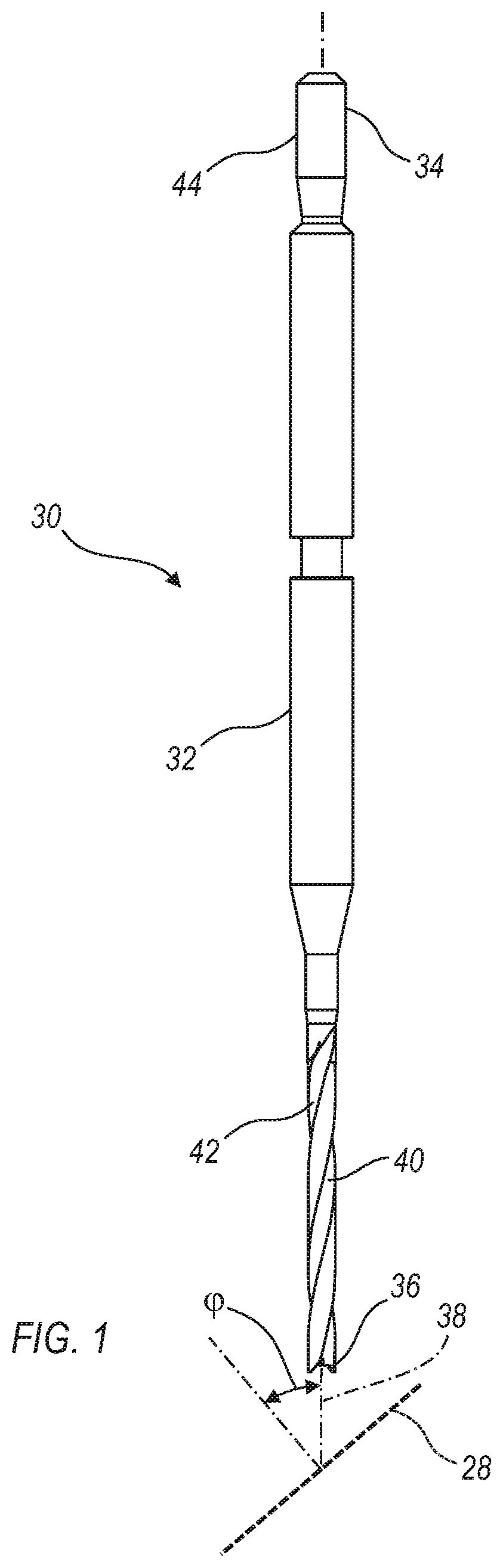 Patent US12617030 Figure 1 – Anti-skive drill bit