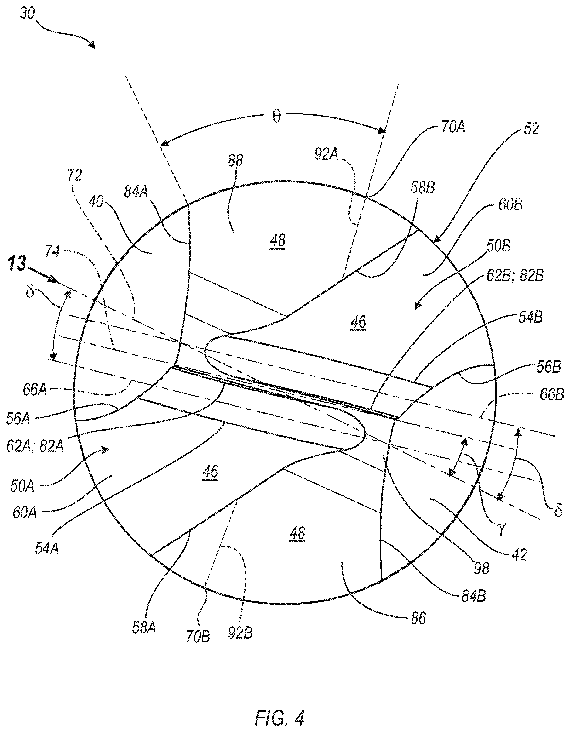 Patent US12617030 Figure 3 – Anti-skive drill bit