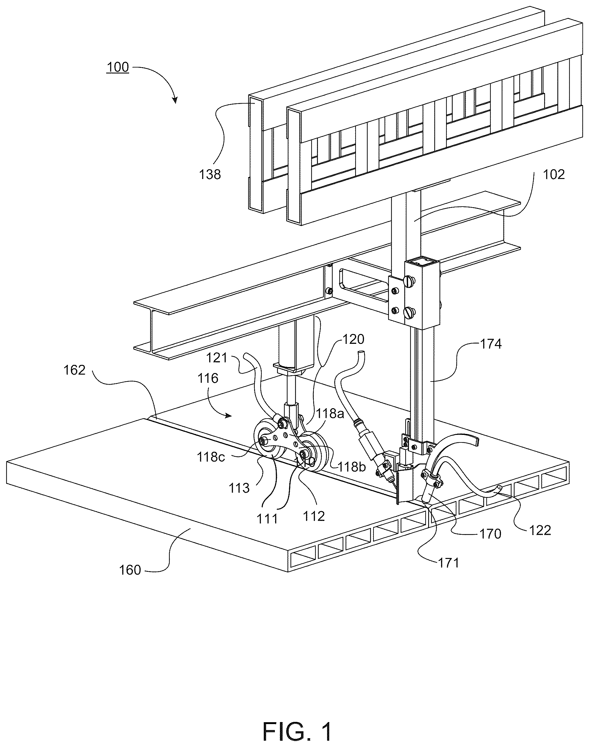 Patent US12617036 Figure 1 – Return current roller for automatic welder