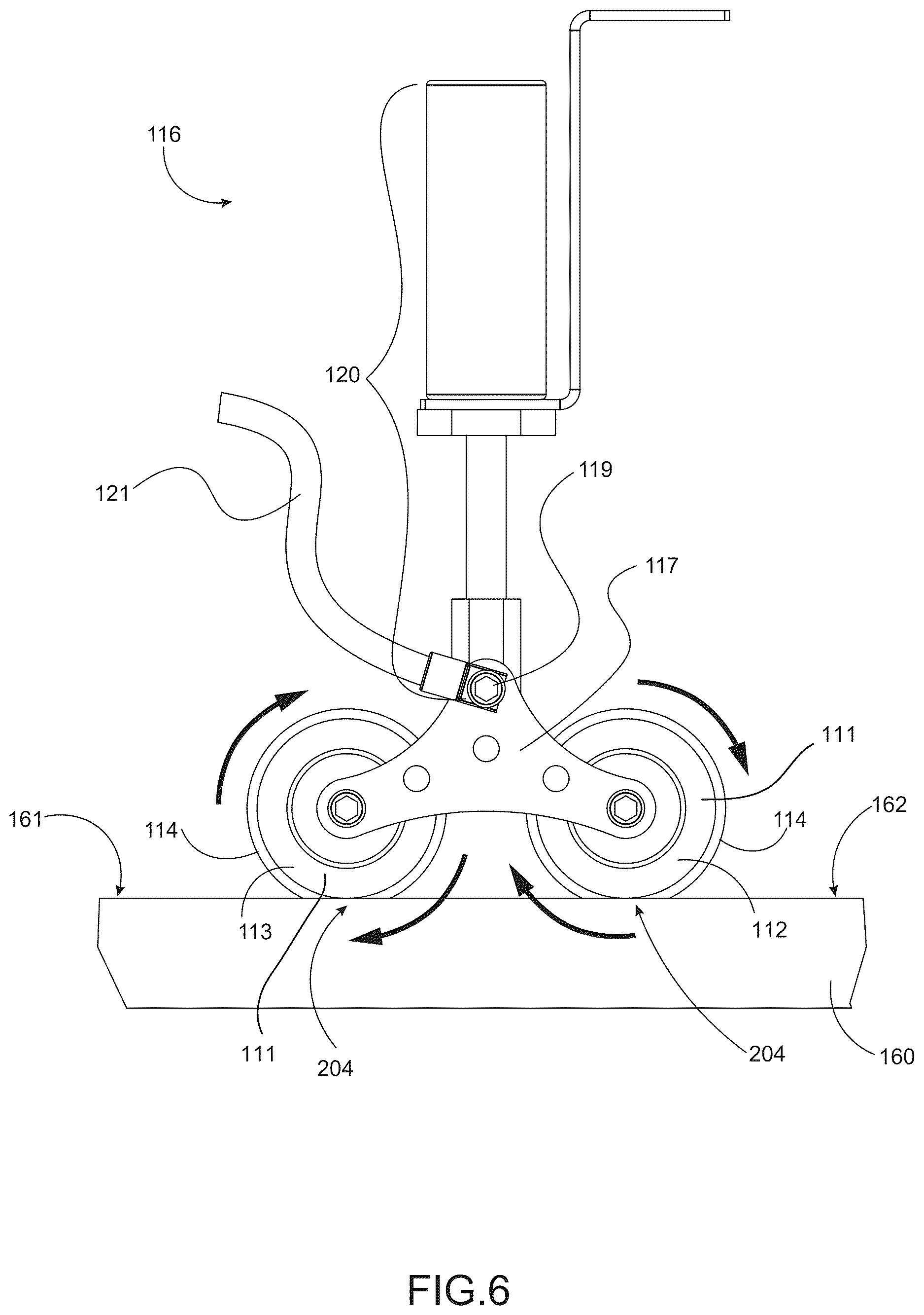 Patent US12617036 Figure 6 – Return current roller for automatic welder