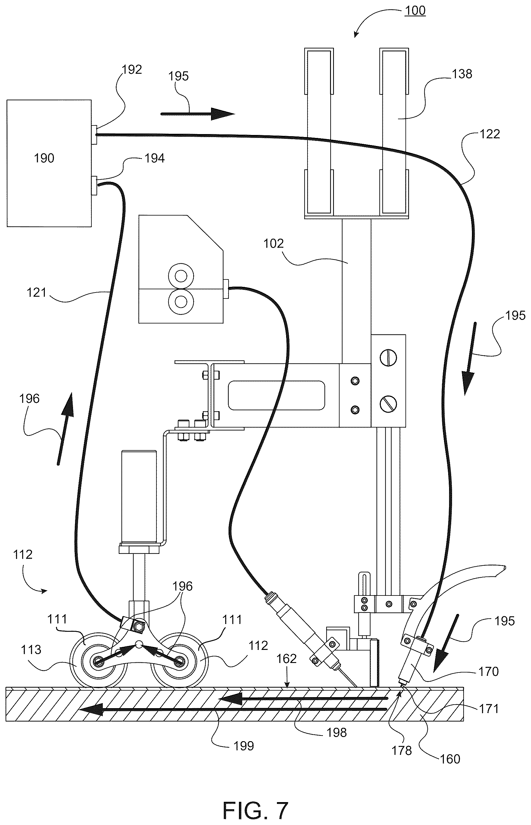 Patent US12617036 Figure 7 – Return current roller for automatic welder