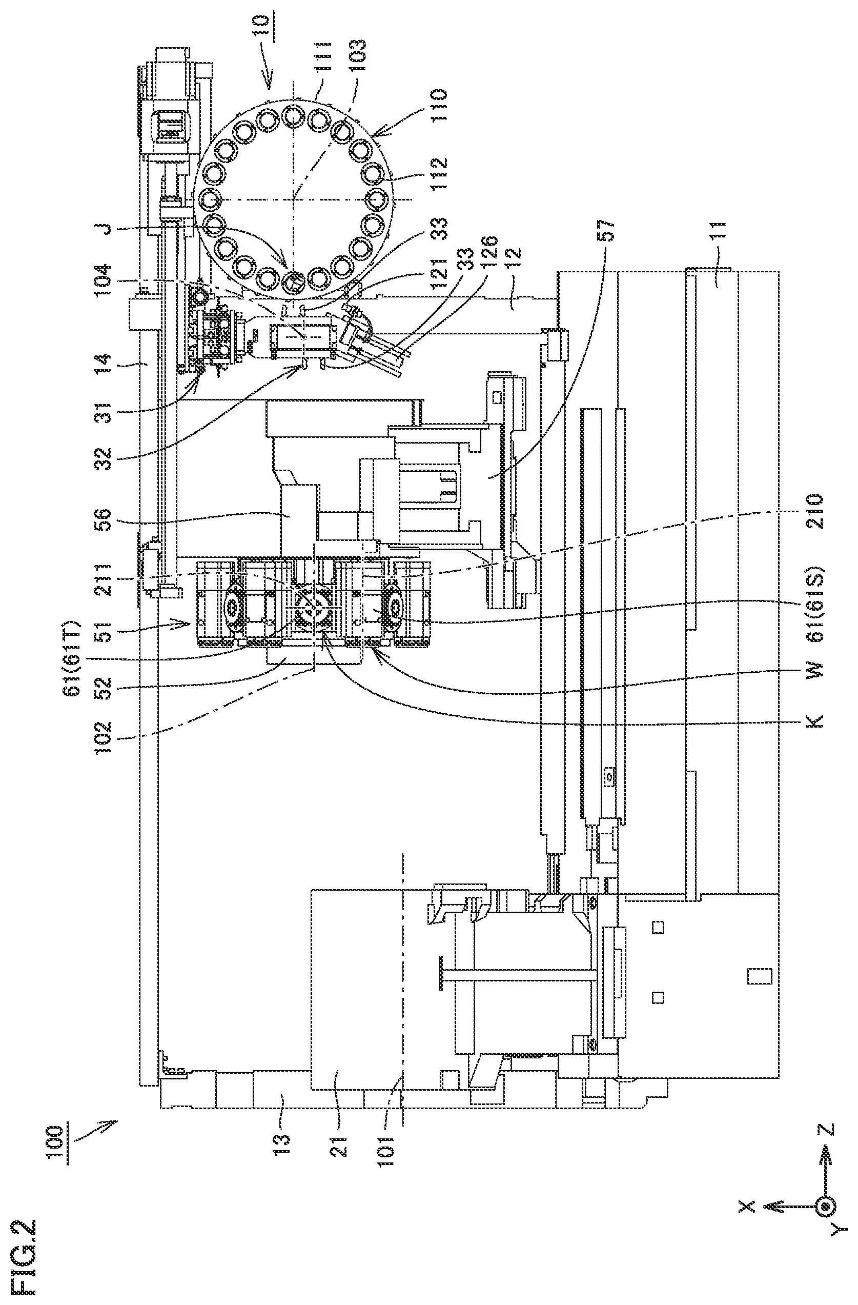 Patent US12617051 Figure 2 – Magazine and machine tool