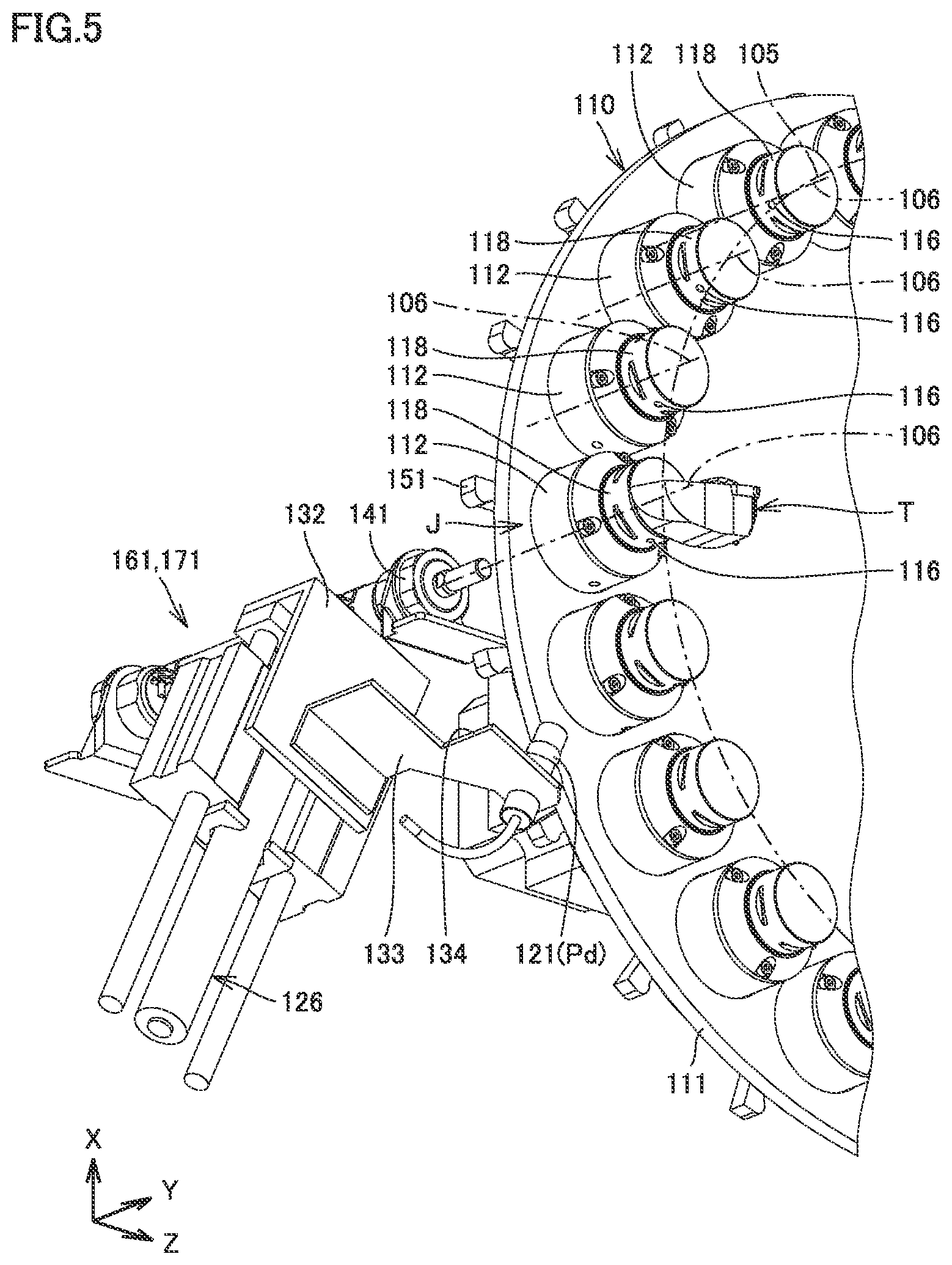 Patent US12617051 Figure 4 – Magazine and machine tool