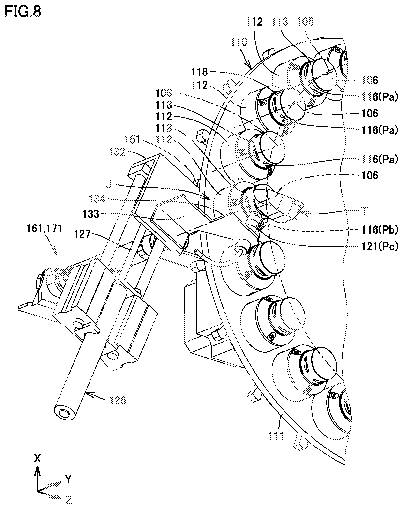 Patent US12617051 Figure 6 – Magazine and machine tool