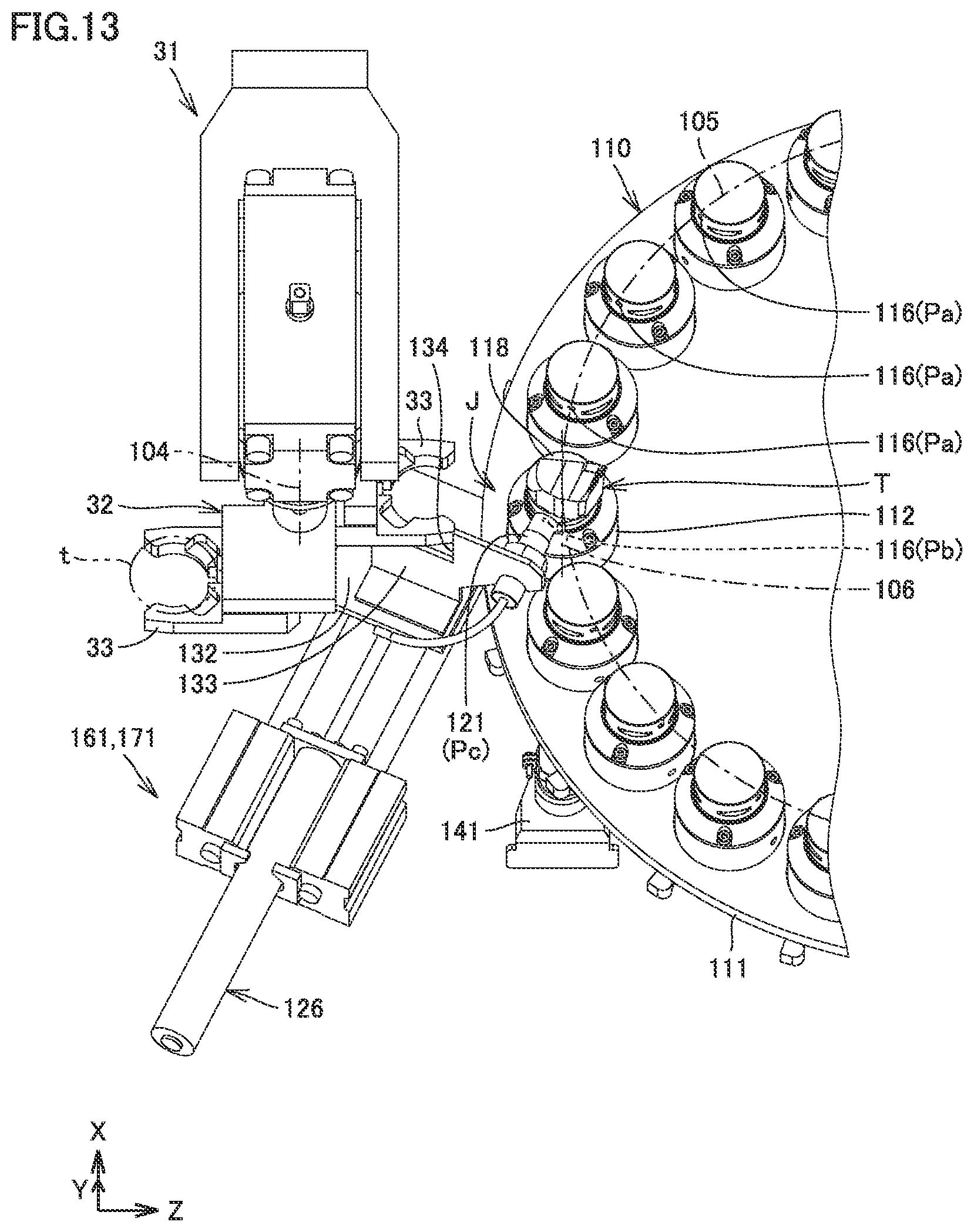 Patent US12617051 Figure 11 – Magazine and machine tool
