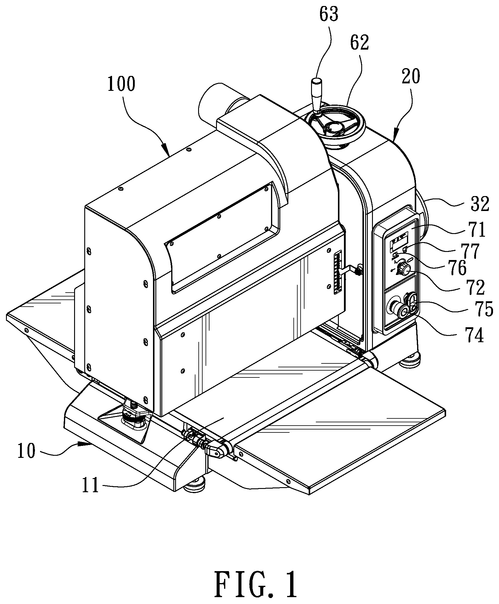 Patent US12617056 Figure 1 – Belt sander capable of automatically adjusting oscillating position of abrasive belt