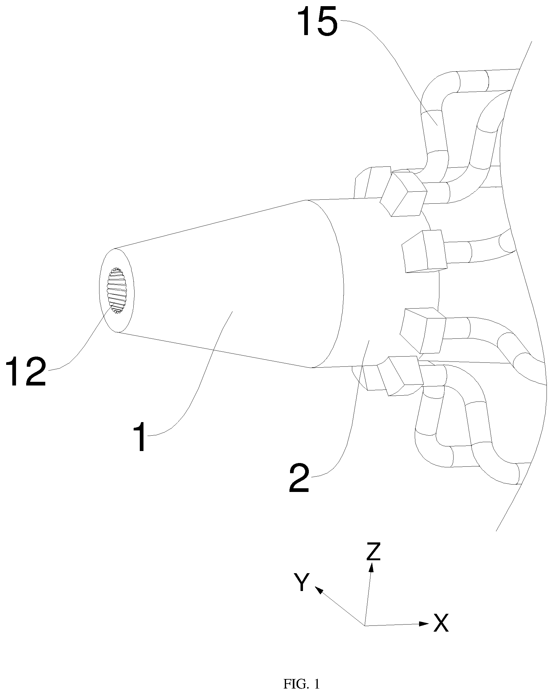 Patent US12617059 — Spray head device and sandblasting device for automobile part processing — Figure 1