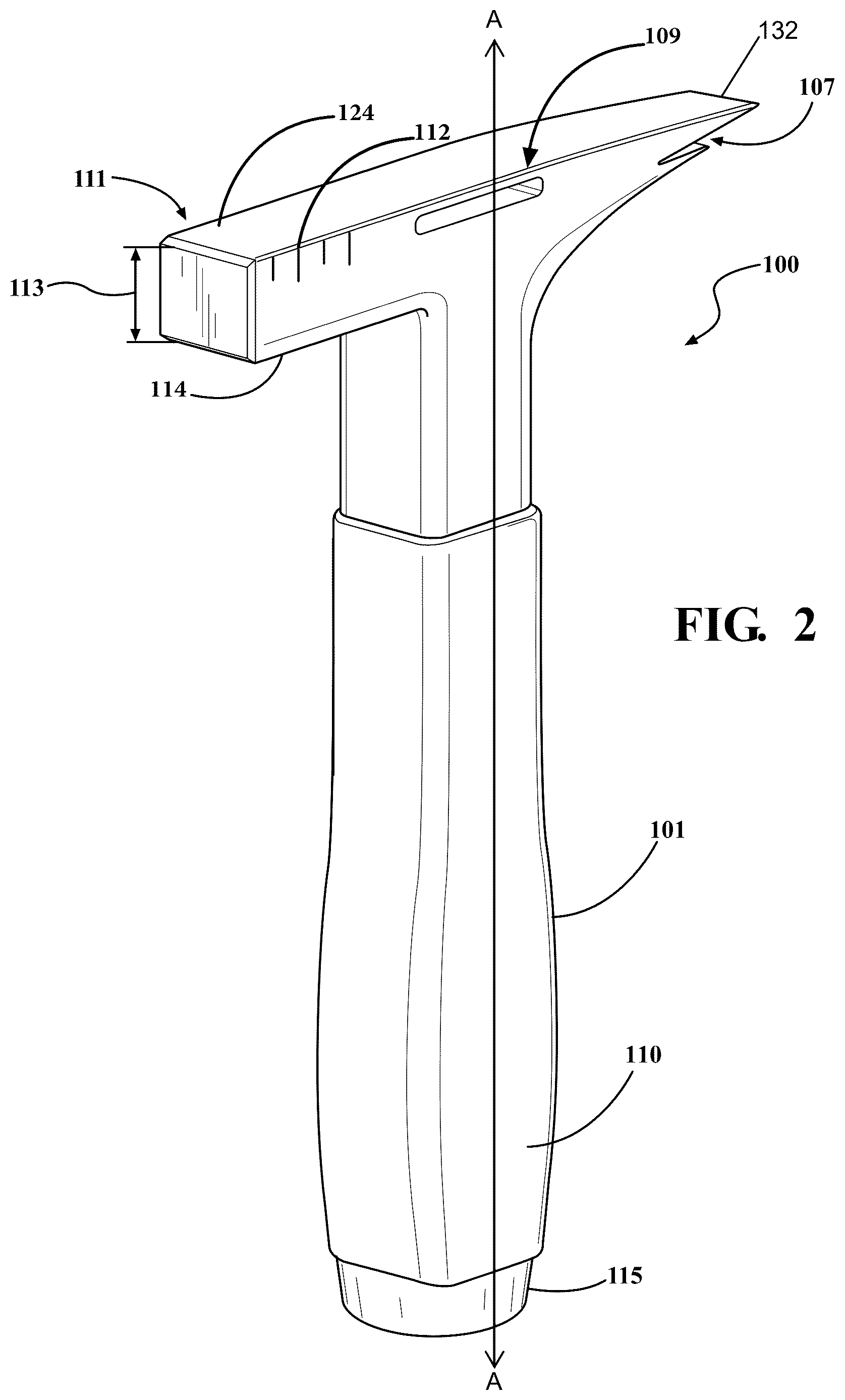 Patent US12617063 Figure 2 – Sheet metal hammer with drive manipulation feature