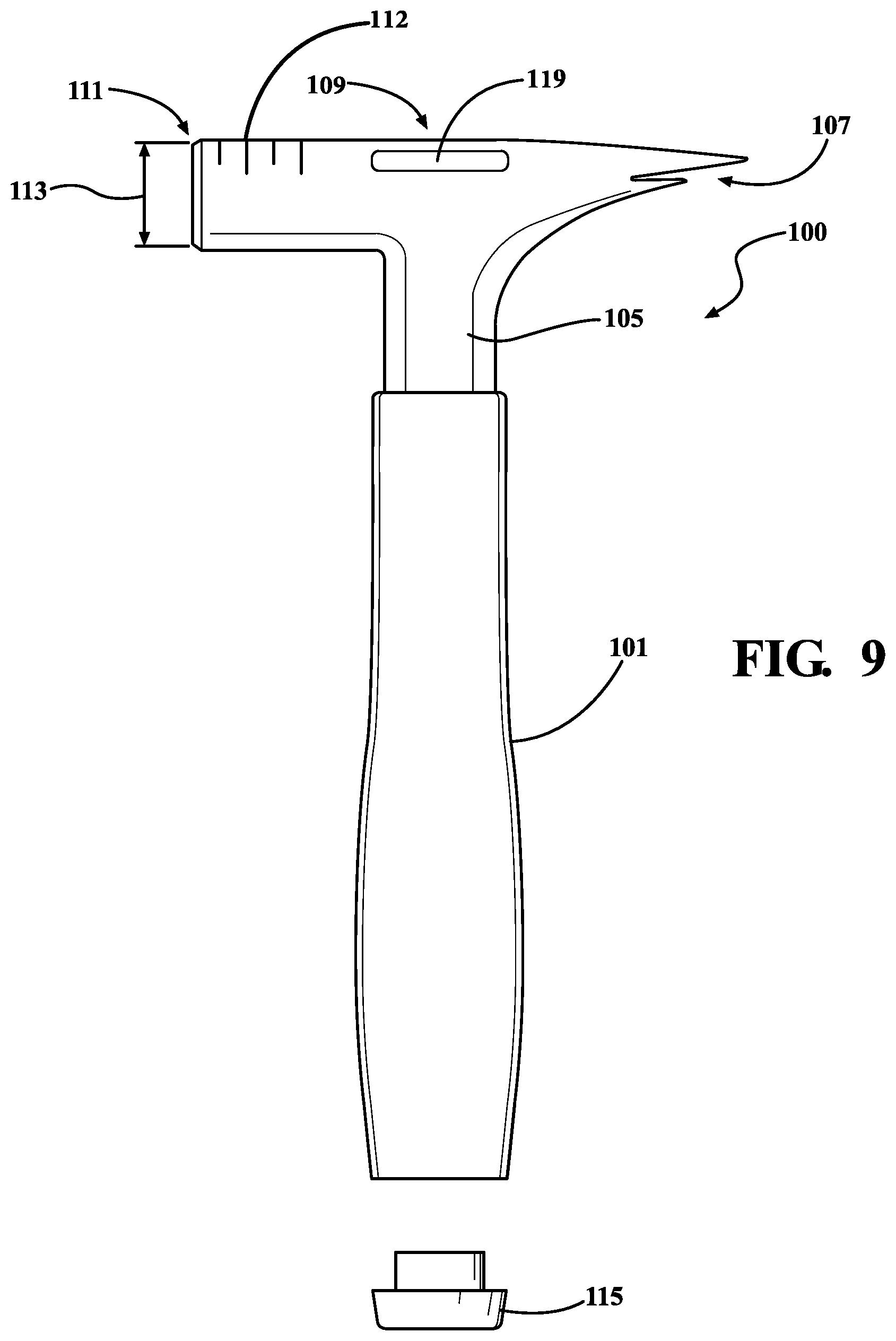 Patent US12617063 Figure 5 – Sheet metal hammer with drive manipulation feature