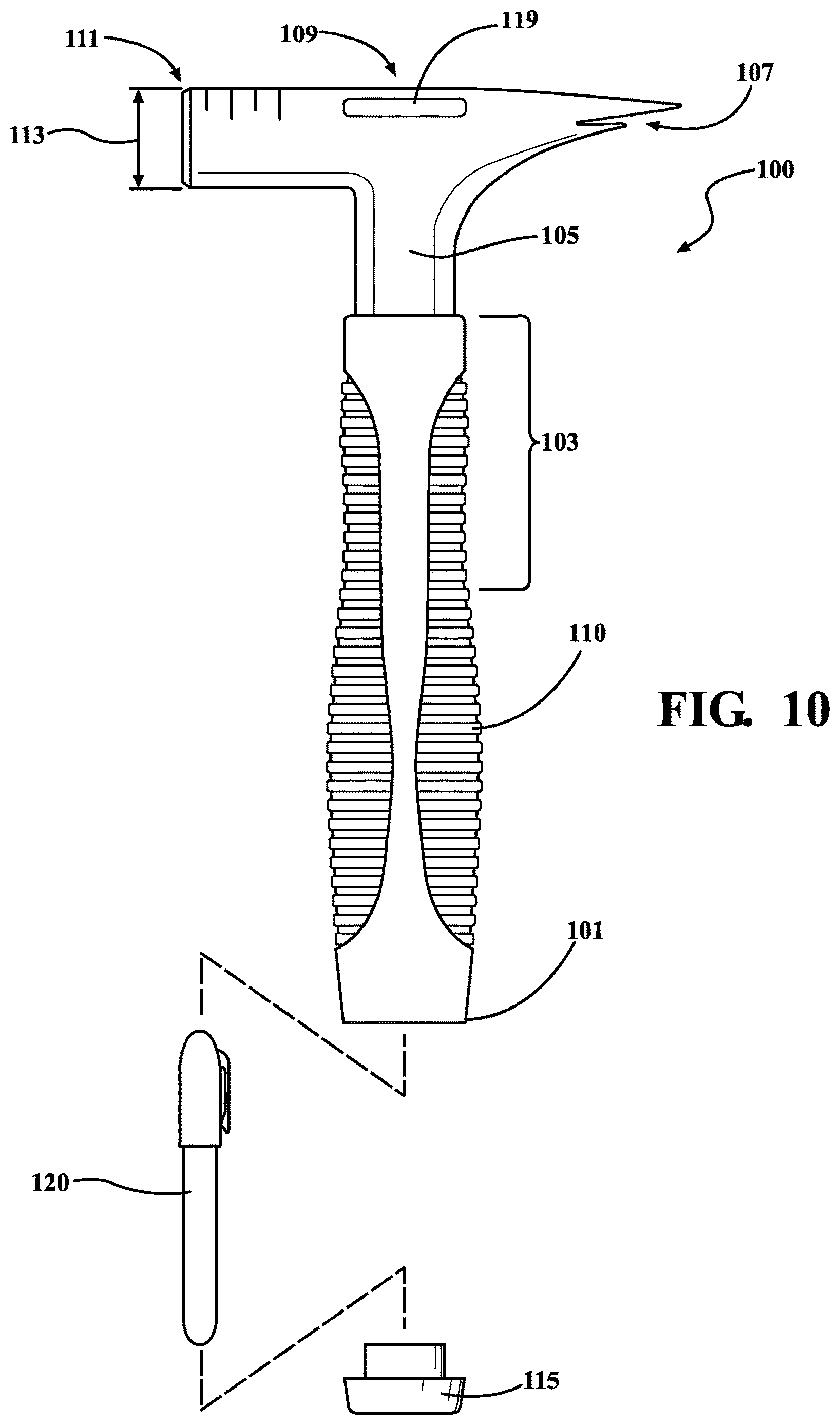 Patent US12617063 Figure 6 – Sheet metal hammer with drive manipulation feature
