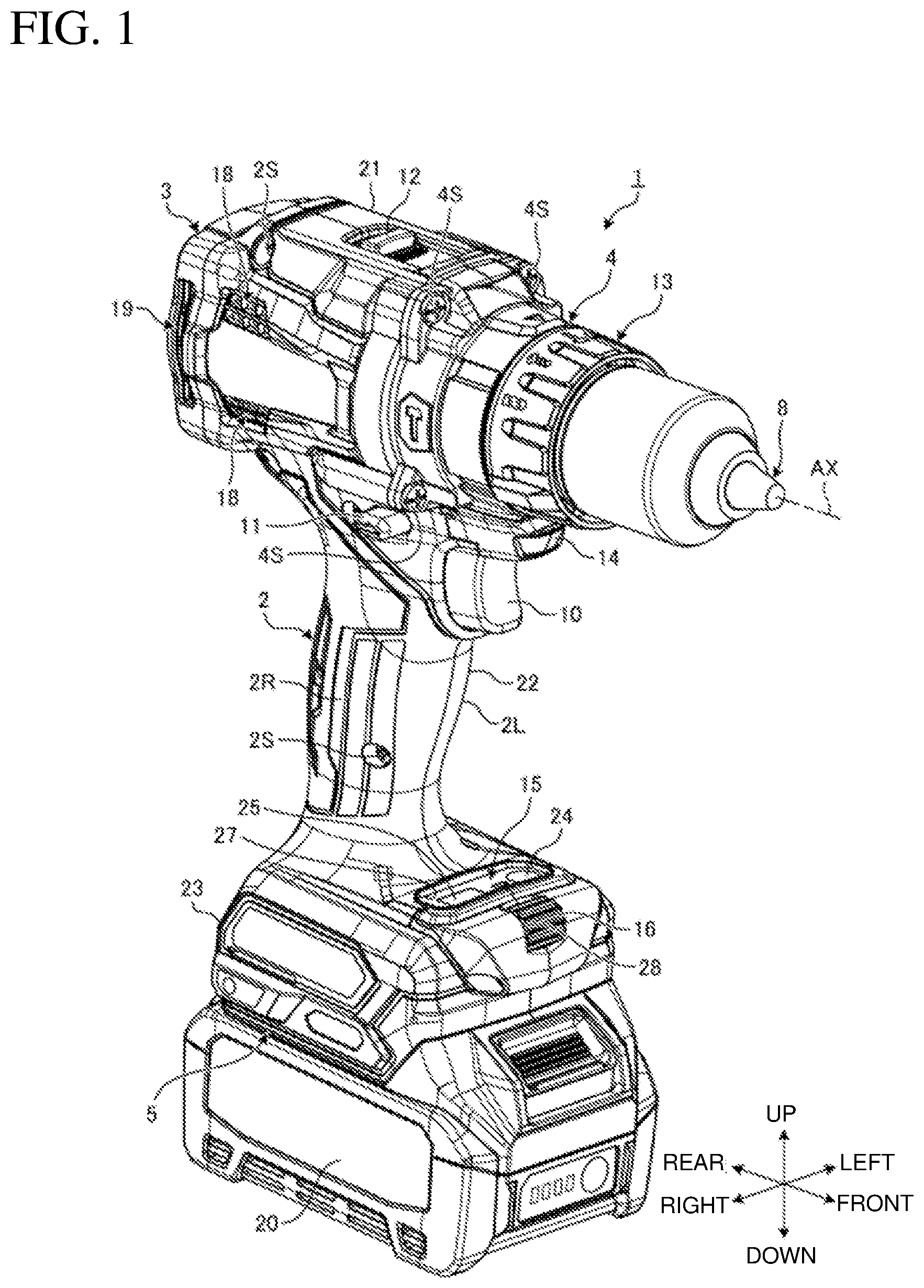 Patent US12617066 Figure 1 – Electric work machine and driver drill
