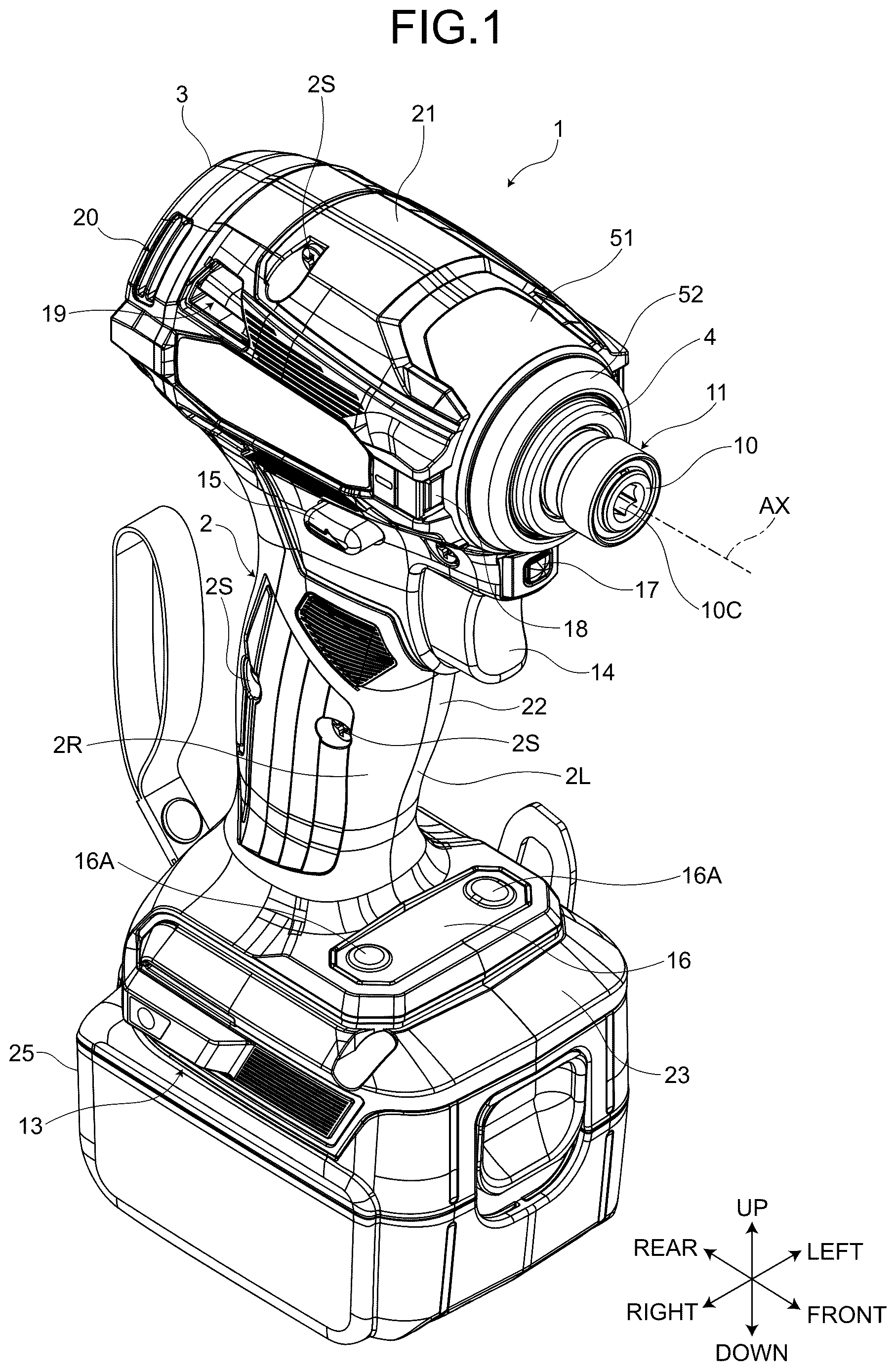 Patent US12617067 — Impact tool, spindle, and spindle manufacturing method — Figure 1