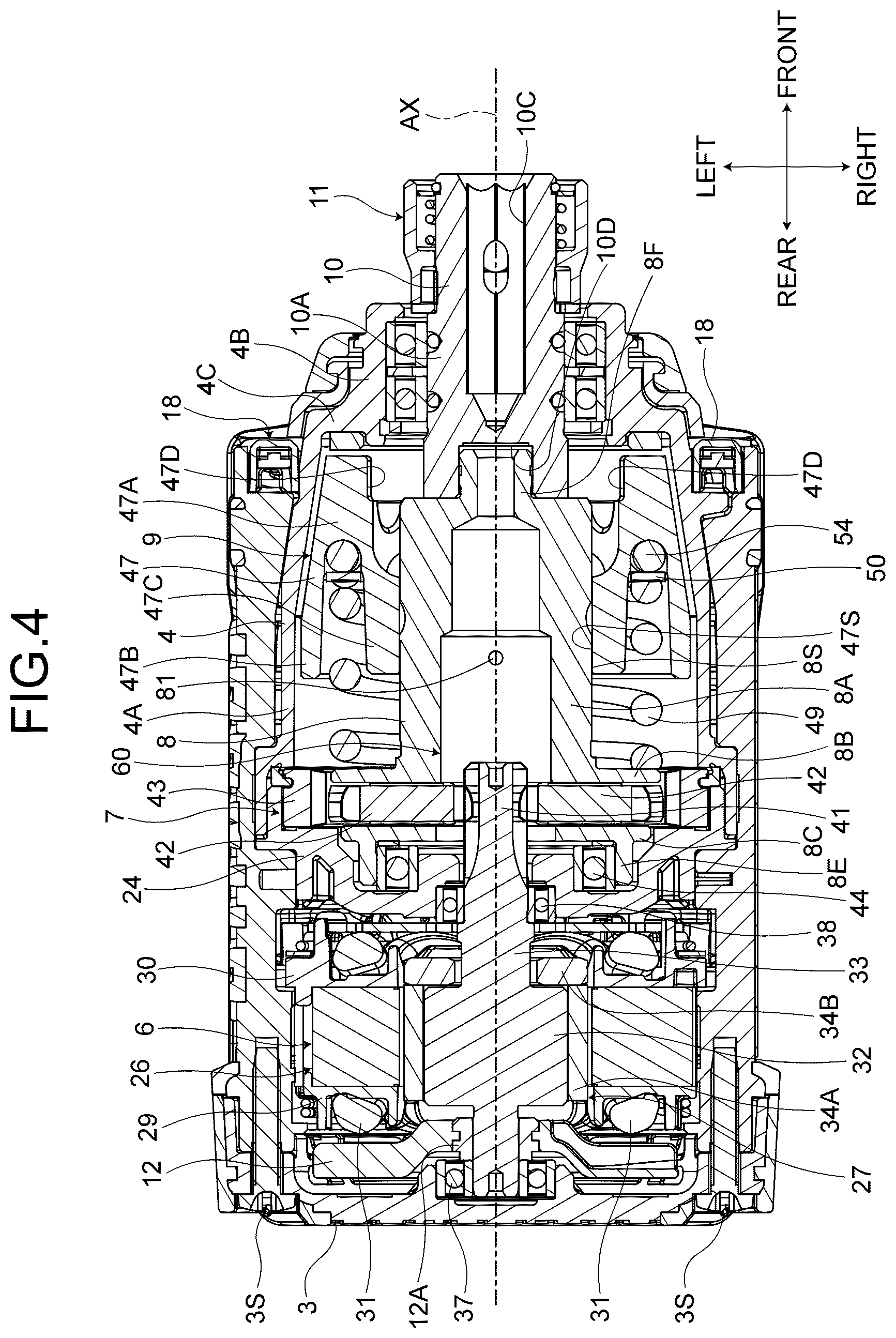 Patent US12617067 Figure 4 – Impact tool, spindle, and spindle manufacturing method