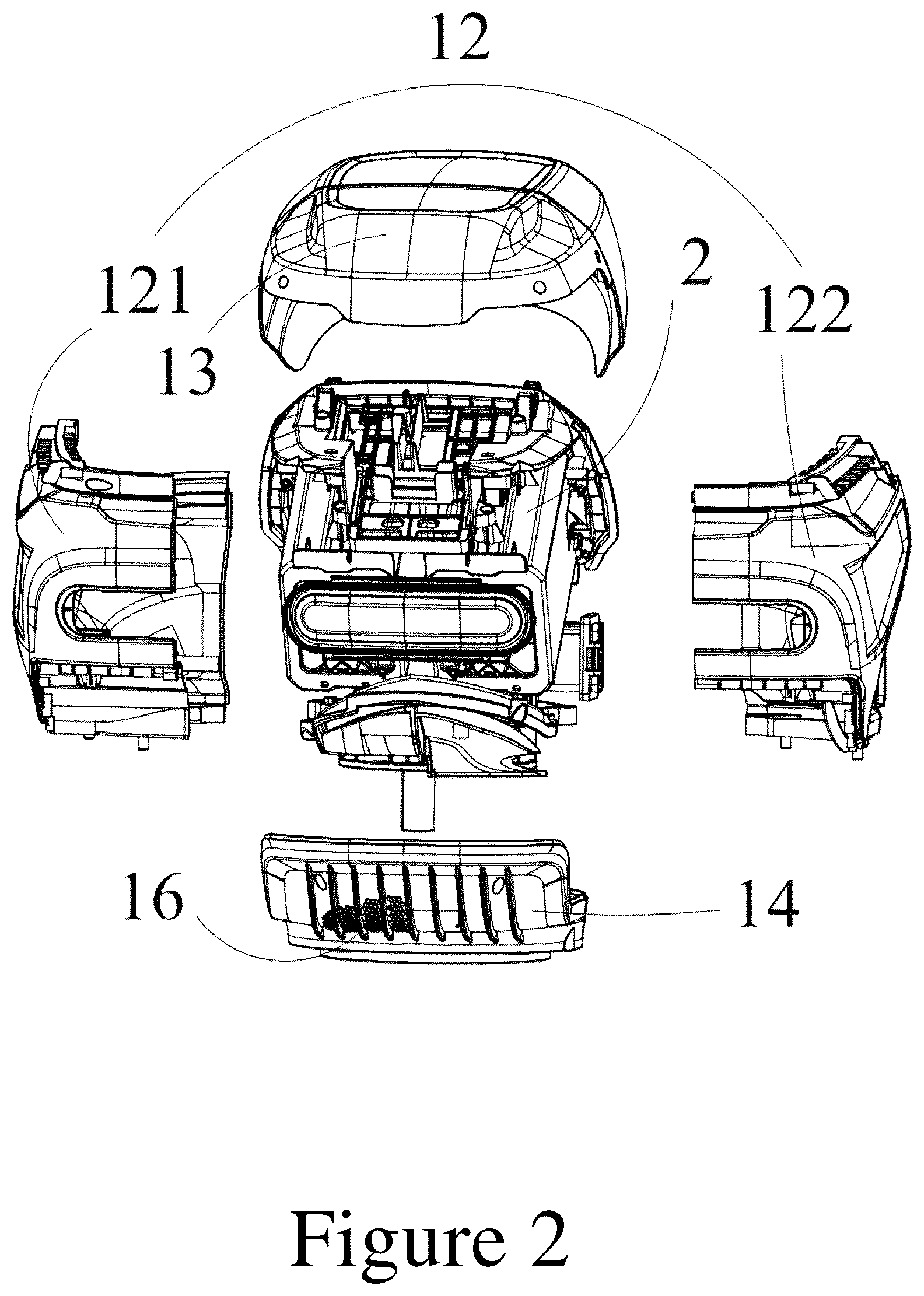 Patent US12617069 Figure 2 – Flip cover locking device and power head