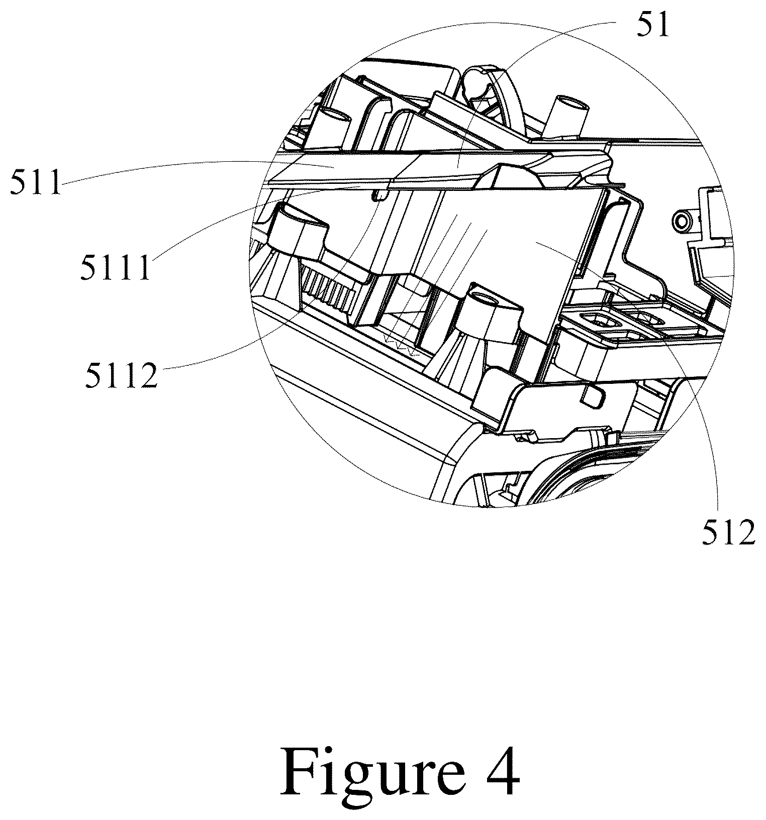 Patent US12617069 Figure 4 – Flip cover locking device and power head