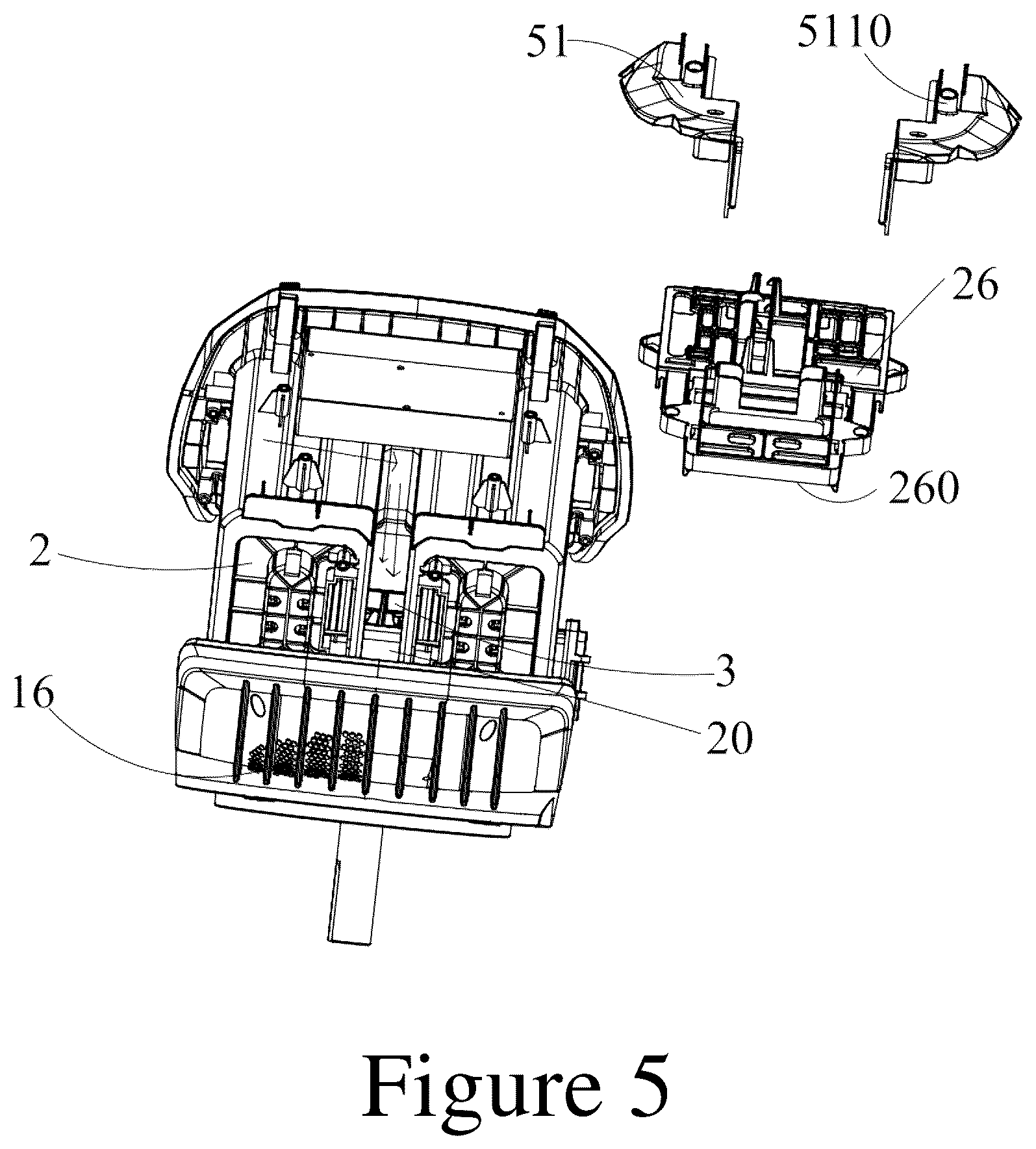 Patent US12617069 Figure 5 – Flip cover locking device and power head