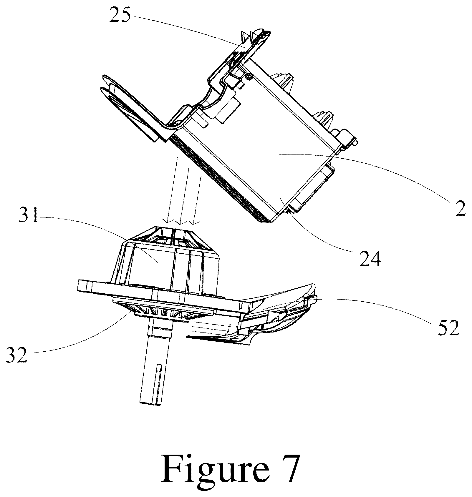 Patent US12617069 Figure 7 – Flip cover locking device and power head