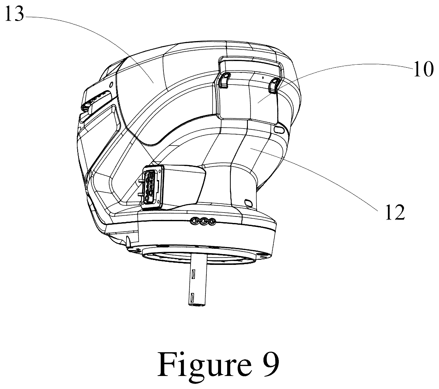 Patent US12617069 Figure 9 – Flip cover locking device and power head