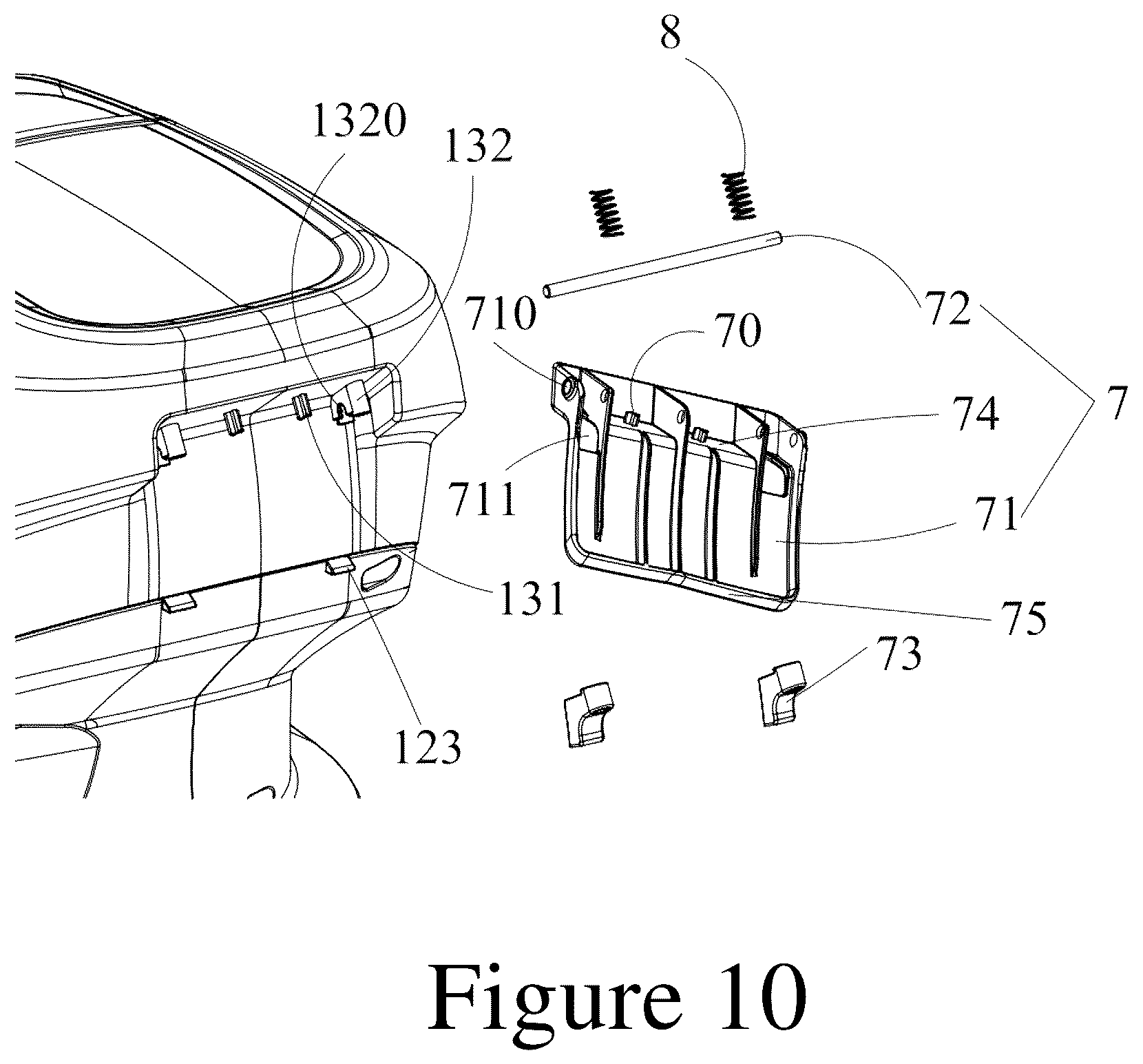 Patent US12617069 Figure 10 – Flip cover locking device and power head